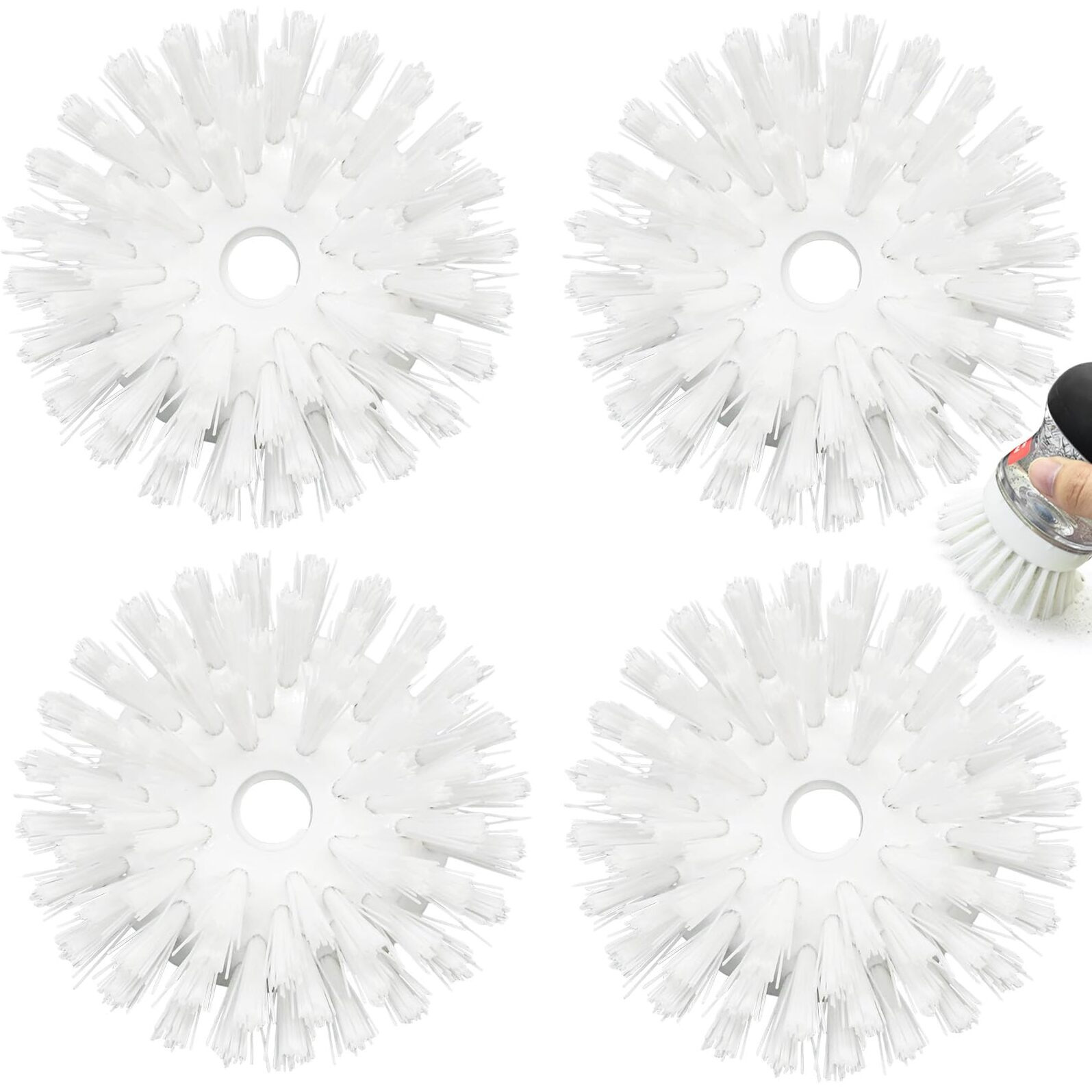Palm Brush Refills For Oxo Good Grips Soap Dispensing Dish Brush - 4 Pack Cleaning Replacement Brush Head For Oxo Palm Brush(White)