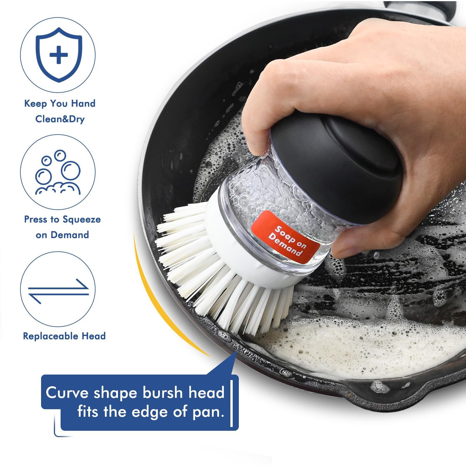 Palm Brush Refills For Oxo Good Grips Soap Dispensing Dish Brush - 4 Pack Cleaning Replacement Brush Head For Oxo Palm Brush(White)