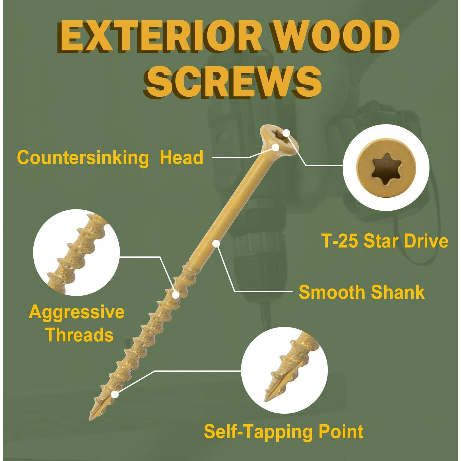 Lionmax Deck Screws 3 Inch  Wood Screws 9 X 3  100 Pcs  Rust Resistant  Exterior Epoxy Coated  Outdoor Decking Screws  Torx/Star Drive Head Deck Screw  T25 Star Bit Included  Tan