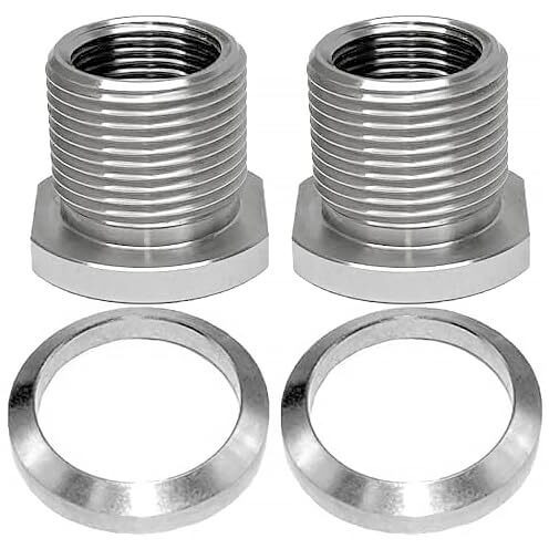 1/2X28 To 5/8X24 Thread Adapter With Crush Washer Stainless Steel (Stainless Steel-2Pcs)