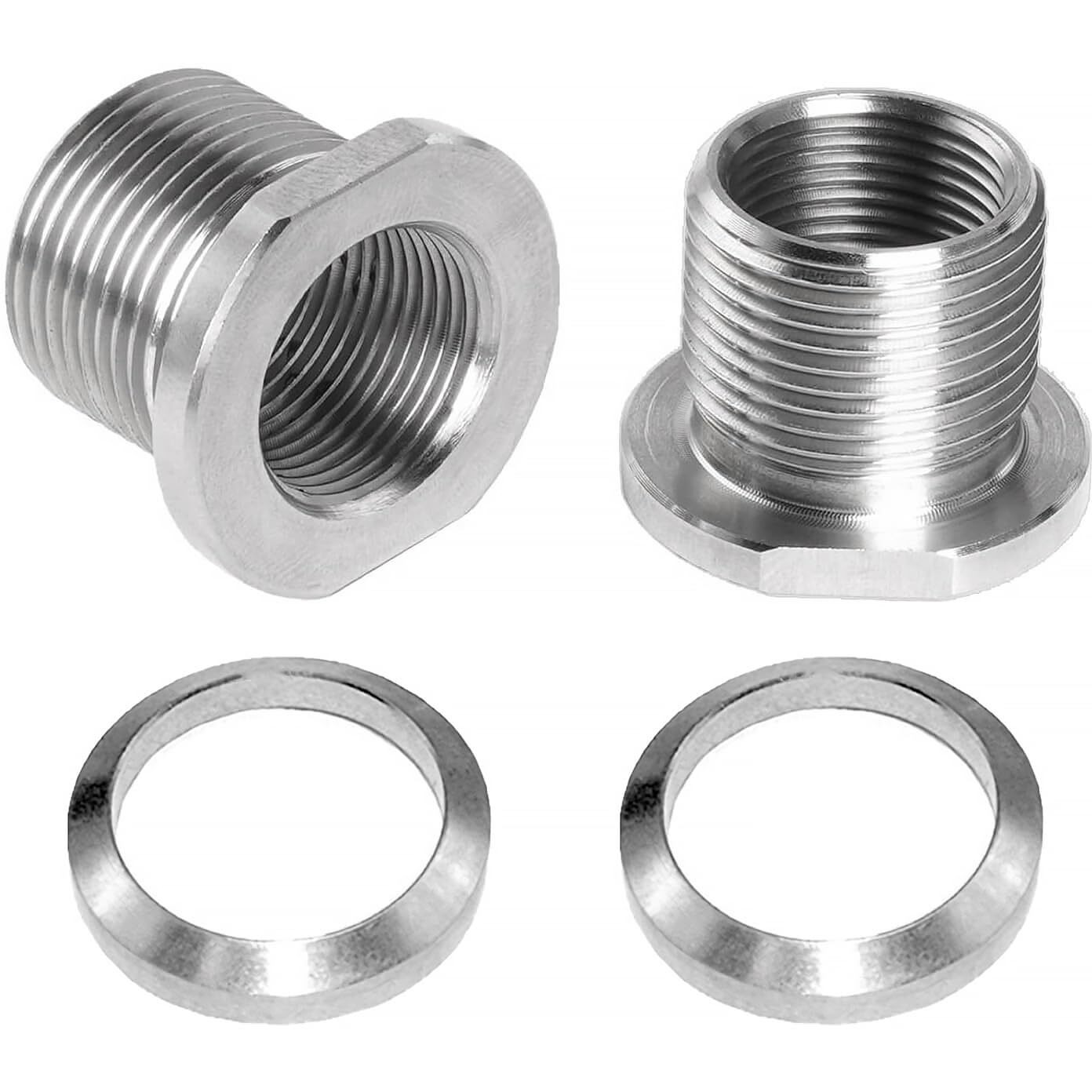 1/2X28 To 5/8X24 Thread Adapter With Crush Washer Stainless Steel (Stainless Steel-2Pcs)