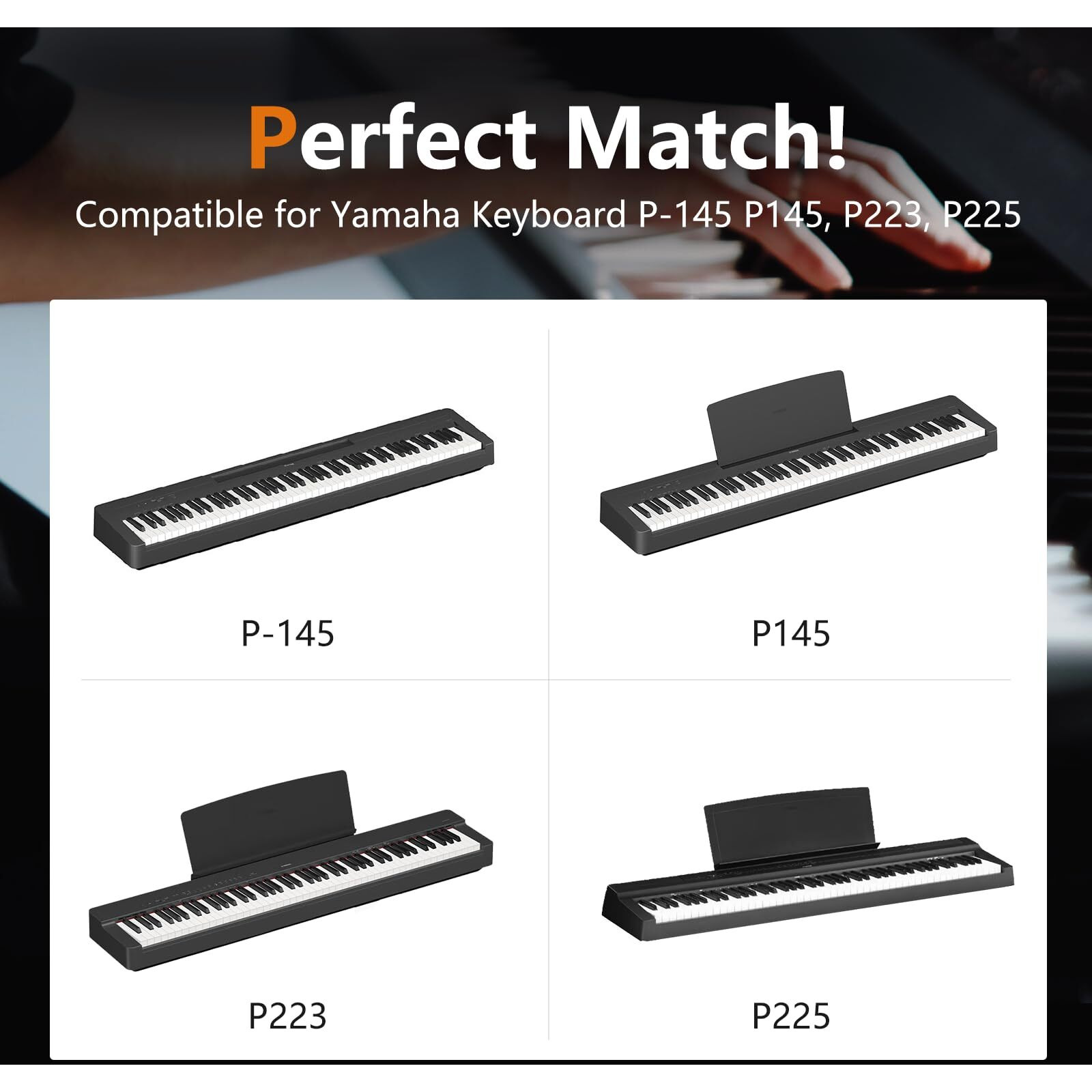 Marisflo L100B Keyboard Stand Compatible For Yamaha Keyboard P143B  P145  P223  P225 (Only)  Wooden  Black