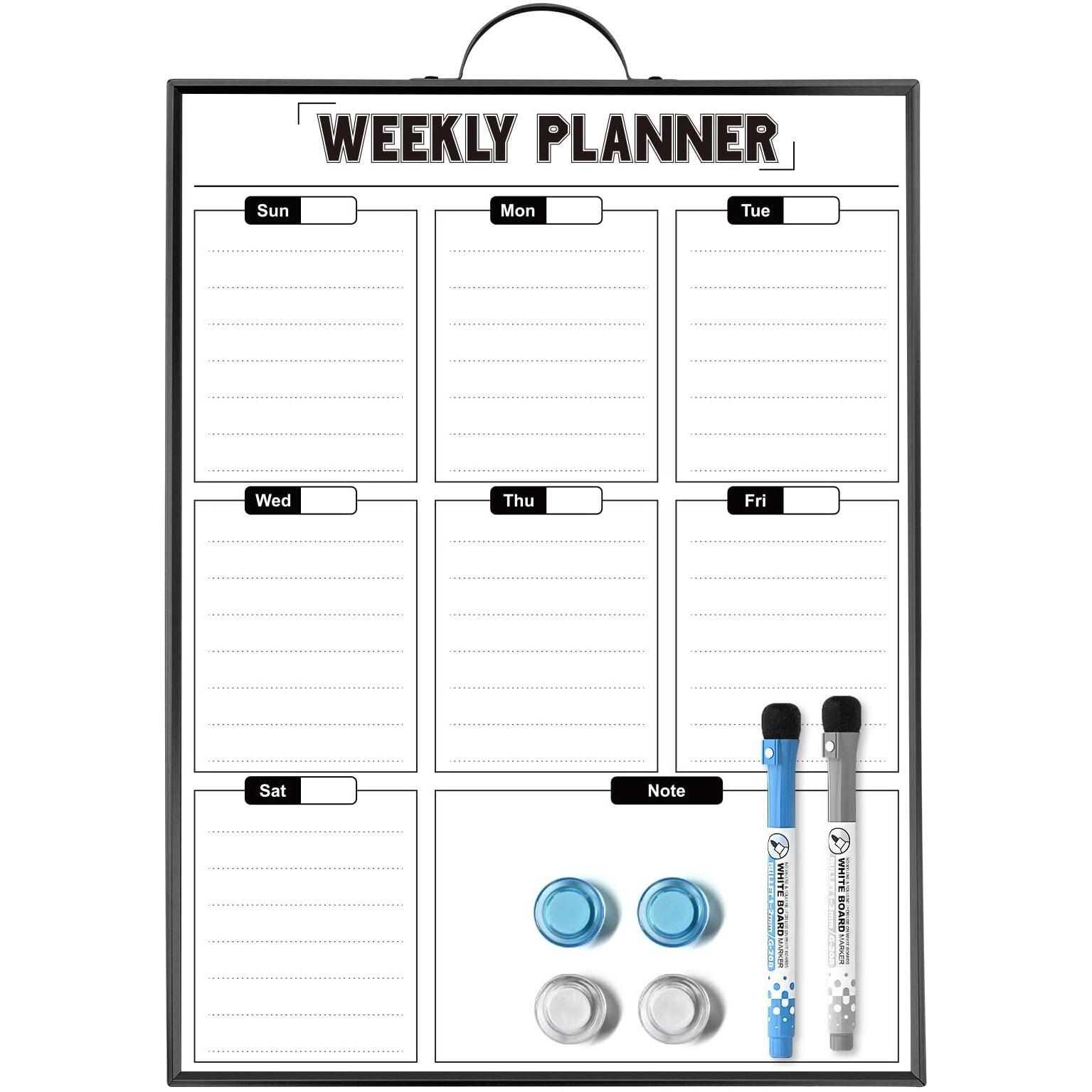 Sliandtelly Weekly Planner Dry Erase Calendar For Wall Hanging  16"&quotX12"" Aluminum Frame Whiteboard Calendar With Handle  Portable White Board As Office To Do List  Meal Planner For Home Kitchen
