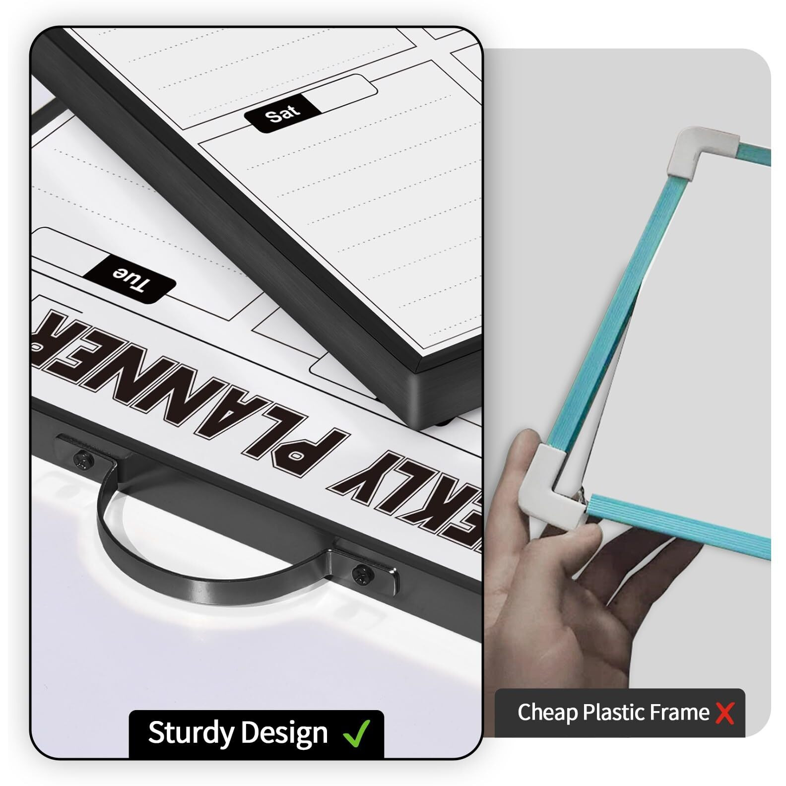 Sliandtelly Weekly Planner Dry Erase Calendar For Wall Hanging  16"&quotX12"" Aluminum Frame Whiteboard Calendar With Handle  Portable White Board As Office To Do List  Meal Planner For Home Kitchen