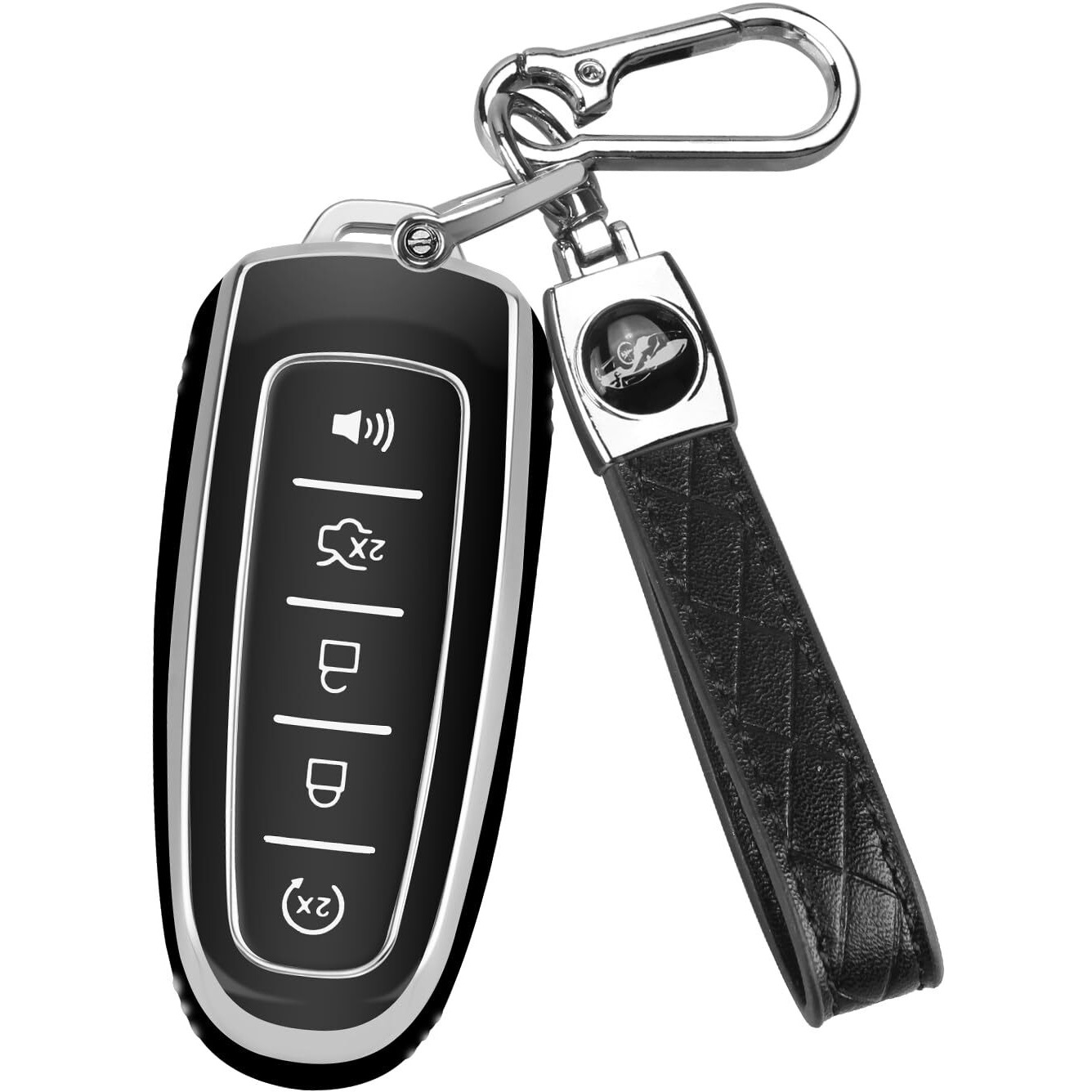 Qbuc For Ford Key Fob Cover Soft Tpu Car Key Case Protector With Keychain Compatible With Ford C-Max Edge Escape Expedition Explorer Flex Focus Taurus Lincoln Mks Mkt Mkx Navigator Accessories (Black)