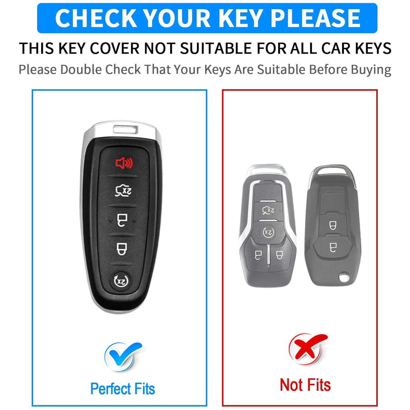 Qbuc For Ford Key Fob Cover Soft Tpu Car Key Case Protector With Keychain Compatible With Ford C-Max Edge Escape Expedition Explorer Flex Focus Taurus Lincoln Mks Mkt Mkx Navigator Accessories (Black)