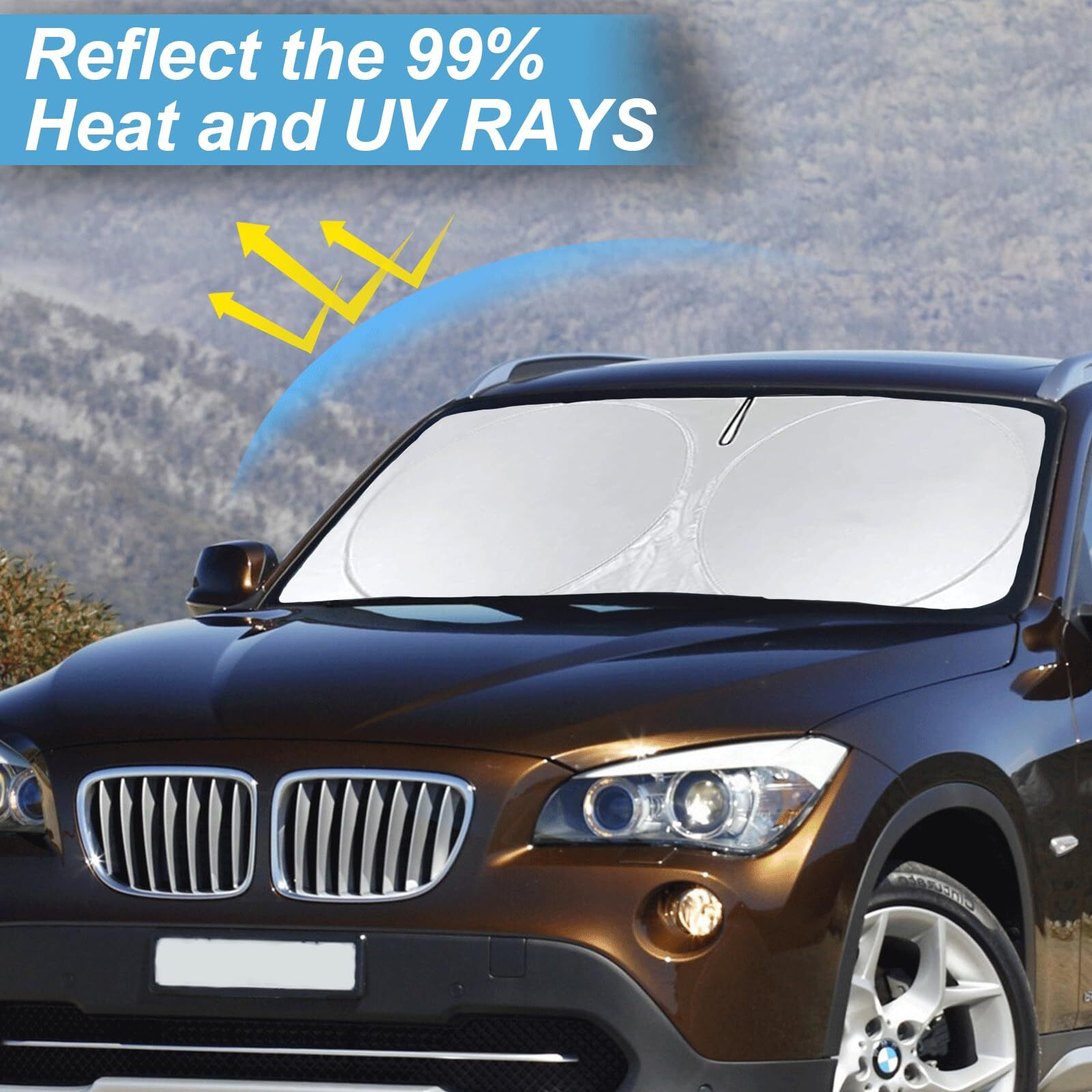 For X1 E84 Sunshade Windshield Sun Shade For Bmw X1 E84 Accessories 2011 2012 2013 2014 2015 Insulated Front Window Shield Windshield Cover Sun Visor Protector Privacy Uv Reflector Blocks Heat