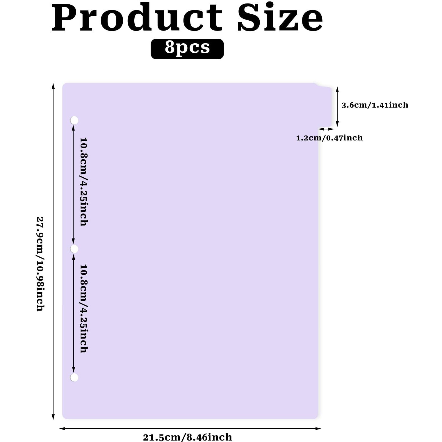 3 Ring Pink Binder Dividers With 8-Tabs  A4 Purple Binder Dividers  Sturdy Plastic Dividers  Aesthetic Dividers For Binder  Suitable For Notebooks And Binders  Tabs For Binder  3 Hole Punch(Purple A4)
