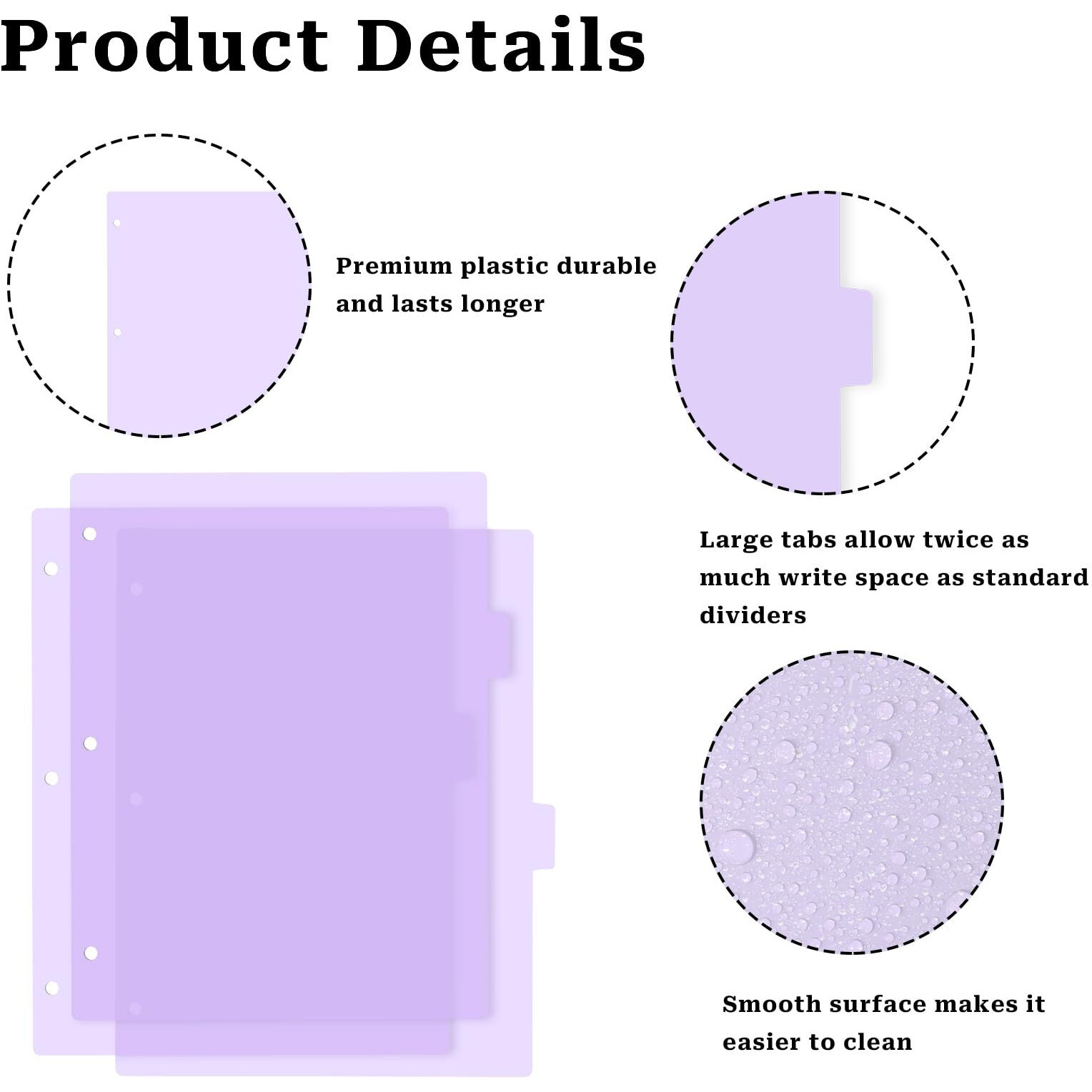 3 Ring Pink Binder Dividers With 8-Tabs  A4 Purple Binder Dividers  Sturdy Plastic Dividers  Aesthetic Dividers For Binder  Suitable For Notebooks And Binders  Tabs For Binder  3 Hole Punch(Purple A4)