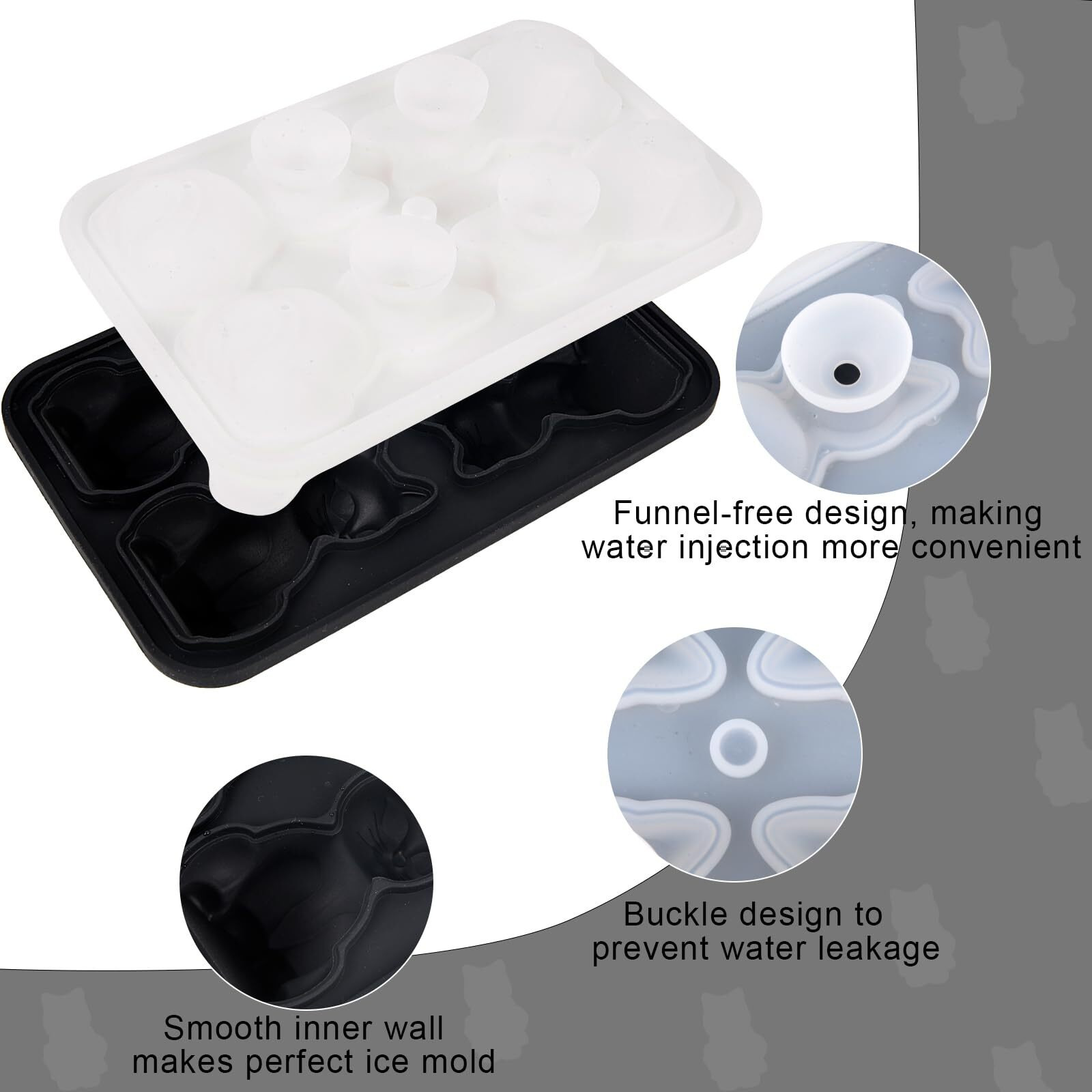 Cat Ice Cube Tray Mold - 3D Cat Shape Ice Cube Trays  Cute Ice Cube Molds For Whiskey Bourbon  4-Hole Large Fun Shapes Ice Cube Trays  Funny Cat Gifts For Cat Lovers Women Men