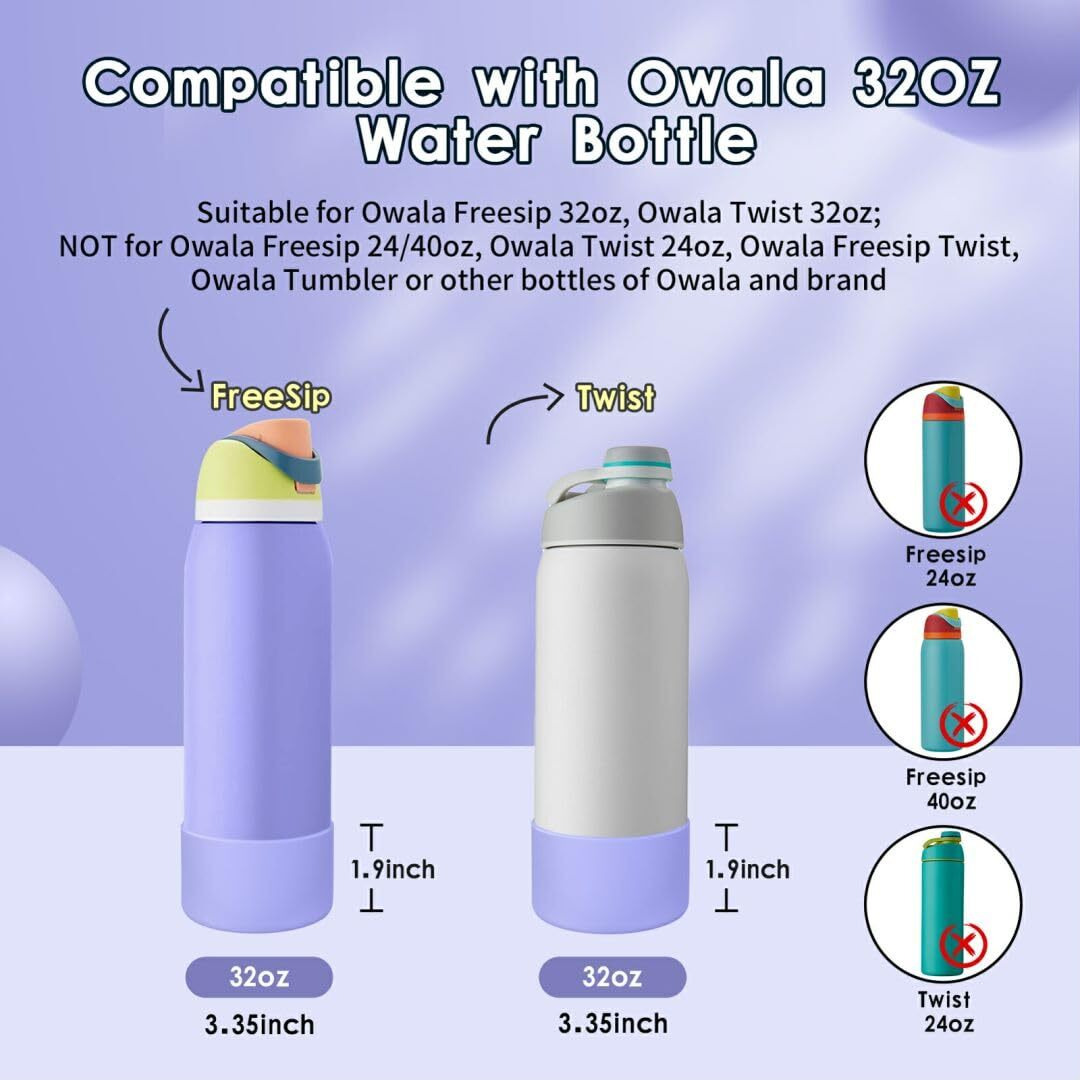 Bkby 2Pcs Silicone Water Bottle Boot  Compatible With Owala 24Oz 32Oz 40Oz  Protective Anti-Scratch & Anti-Dent No Noise Sleeve Cover For Freesip/Twist/Flip Stainless Steel Water Bottles