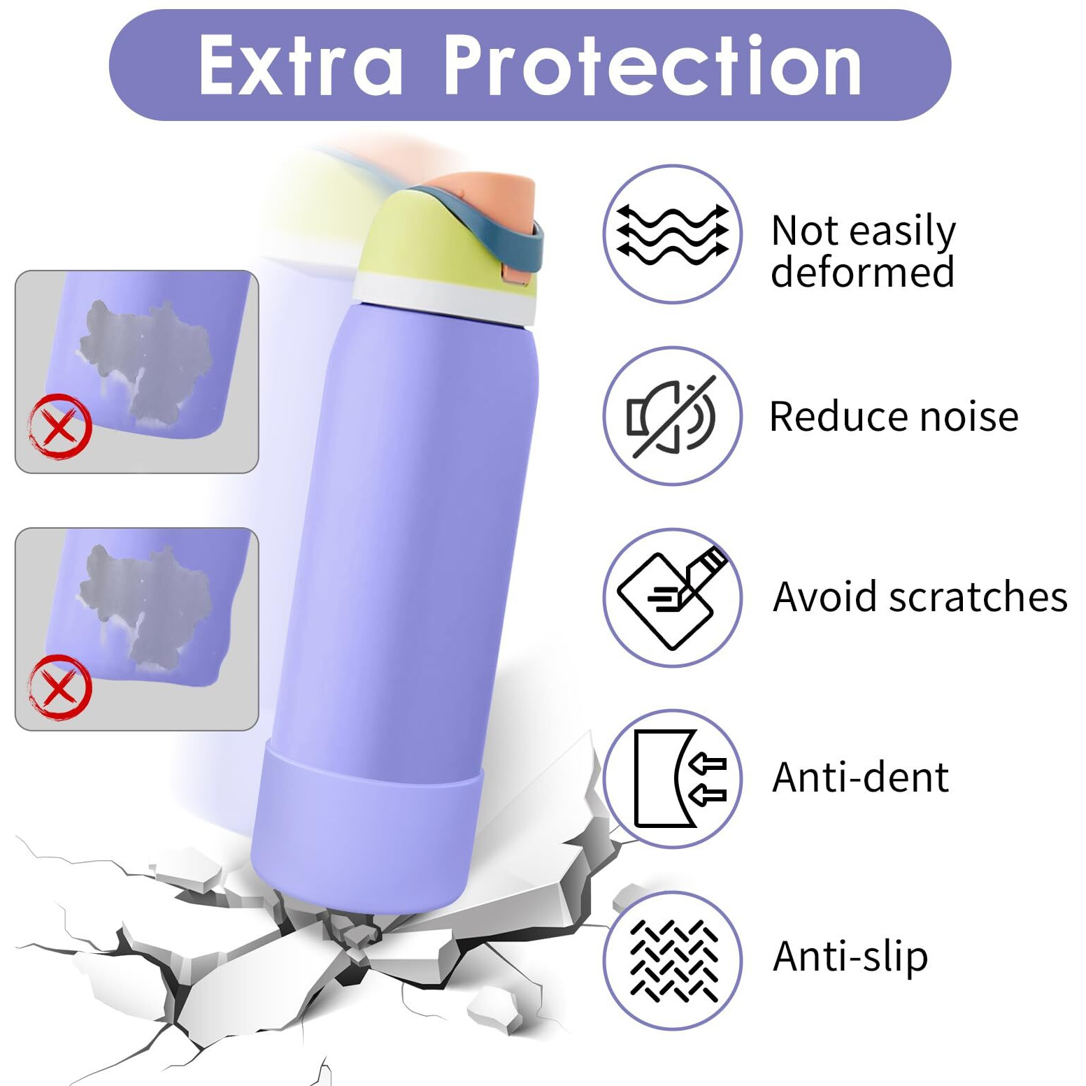 Bkby 2Pcs Silicone Water Bottle Boot  Compatible With Owala 24Oz 32Oz 40Oz  Protective Anti-Scratch & Anti-Dent No Noise Sleeve Cover For Freesip/Twist/Flip Stainless Steel Water Bottles