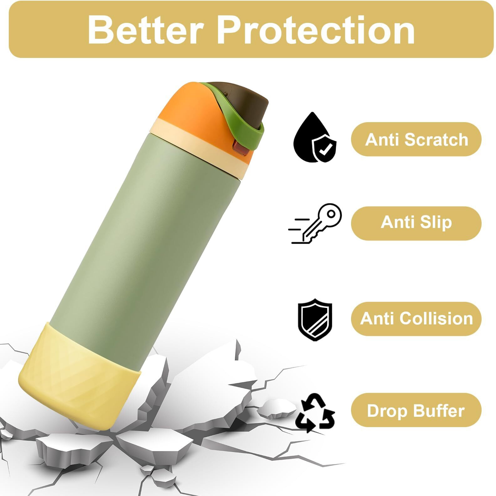 Silicone Boot For Owala Water Bottle 24 Oz  2Pcs Anti-Slip Protective Sleeve For Freesip/Twist/Flip Water Bottles  Bpa Free  Dishwasher Safe  Bottom Bumper Cover Cup Accessories