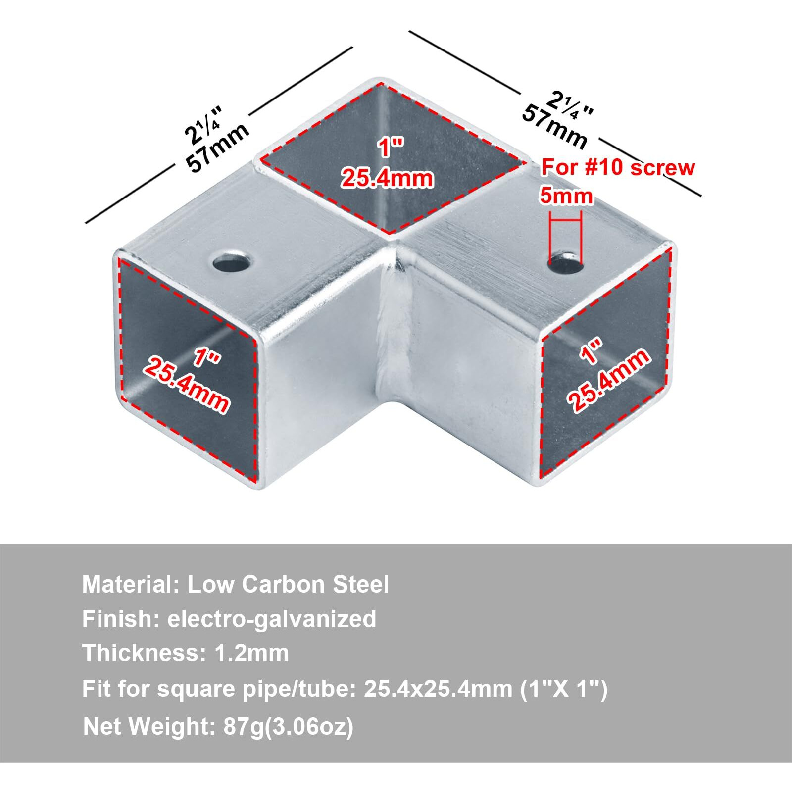 Yidu69Q 8 Pcs 1"" 3 Way L Shape Square Tube Connector  Square Tube Fitting Corner Coupler Fence Rail Clamp