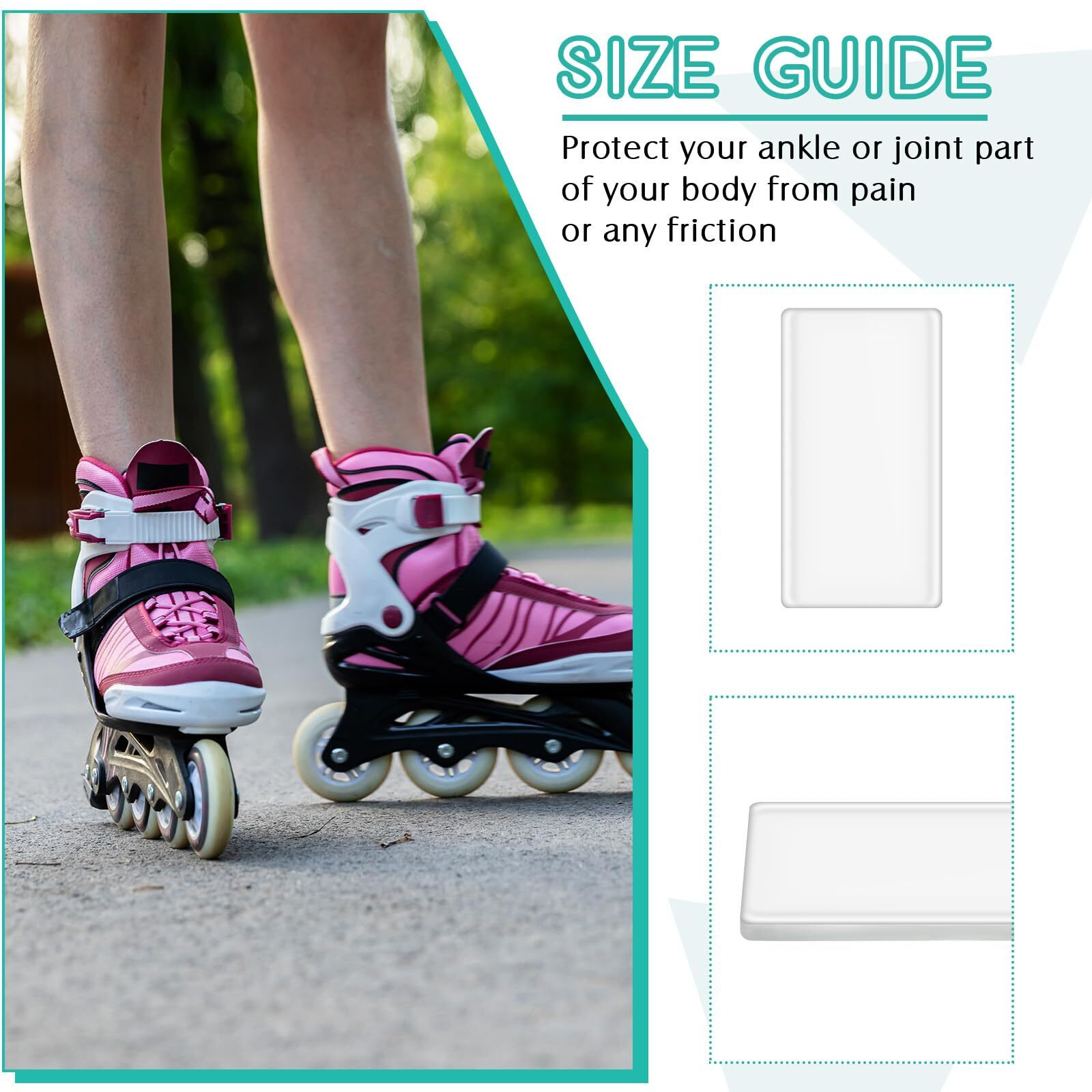 Sotiff 4 Pieces Ankle Gel Pads Skate Ankle Gel Discs Cushion Pads Ankle Protector Brace Skate Accessories For Ice Skating Riding Ski Ankle Protection  2.48 Inch (Rectangular)