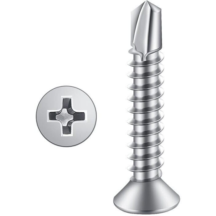 14 X 3 (25 Pack) Flat Head Sheet Metal Screws Self-Tapping Screw Phillips Head Self Drilling Screws  410 Stainless Steel