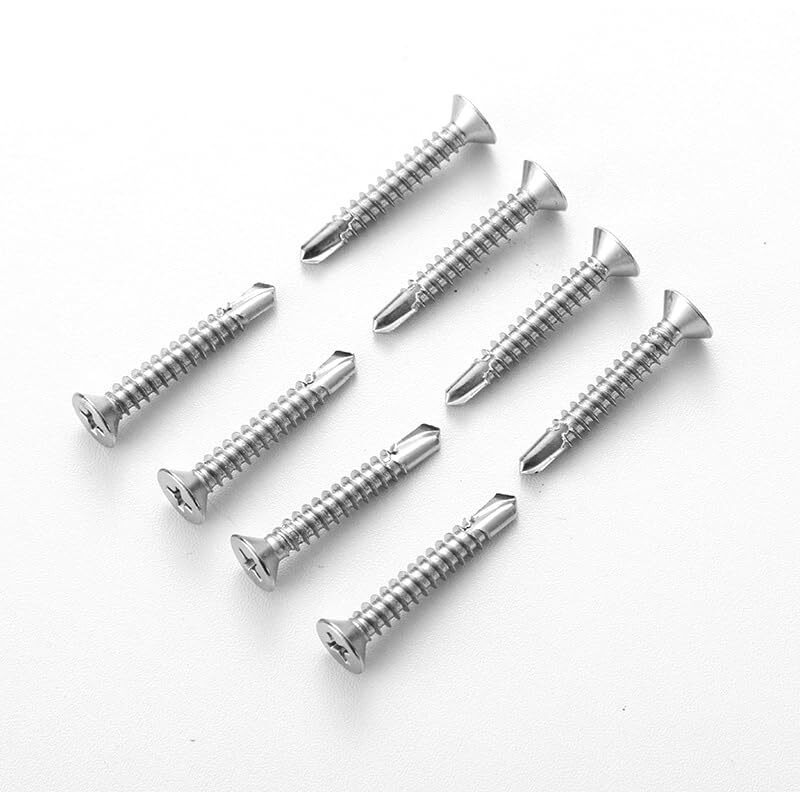 14 X 3 (25 Pack) Flat Head Sheet Metal Screws Self-Tapping Screw Phillips Head Self Drilling Screws  410 Stainless Steel
