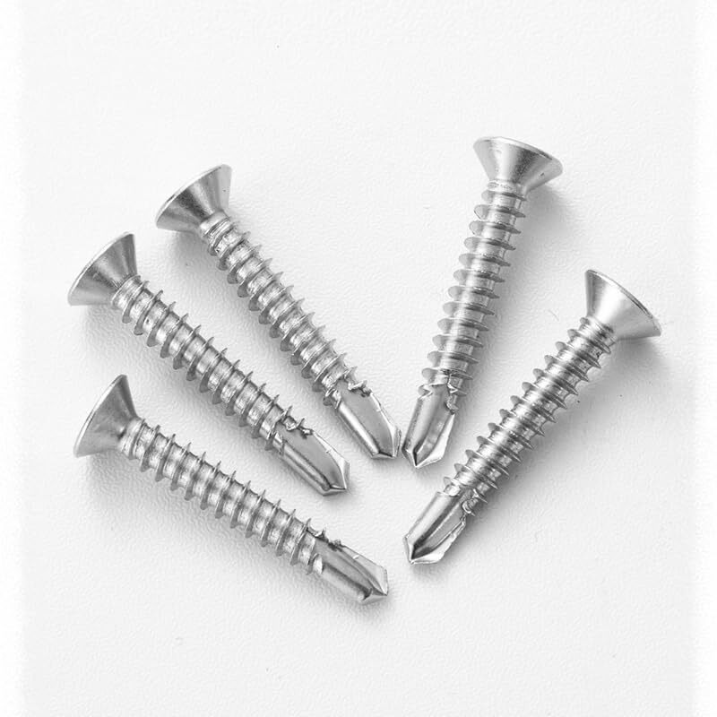14 X 3 (25 Pack) Flat Head Sheet Metal Screws Self-Tapping Screw Phillips Head Self Drilling Screws  410 Stainless Steel