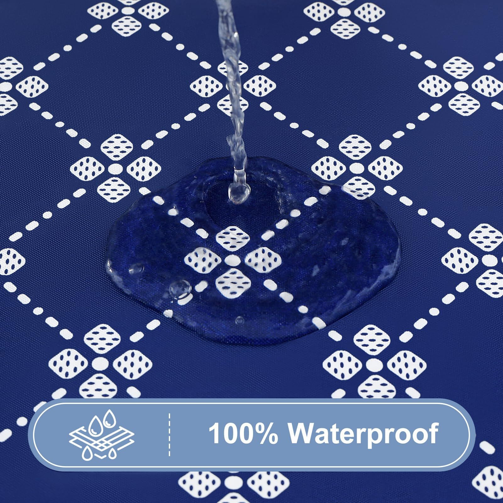 Misaya Rectangle Vinyl Table Cloth  Elastic Fitted Tablecloth With Flannel Backing  Waterproof Plastic Table Cover Fits 4 Foot Folding Tables For Camping  Indoor And Outdoor (Navy  30"" X 48"")