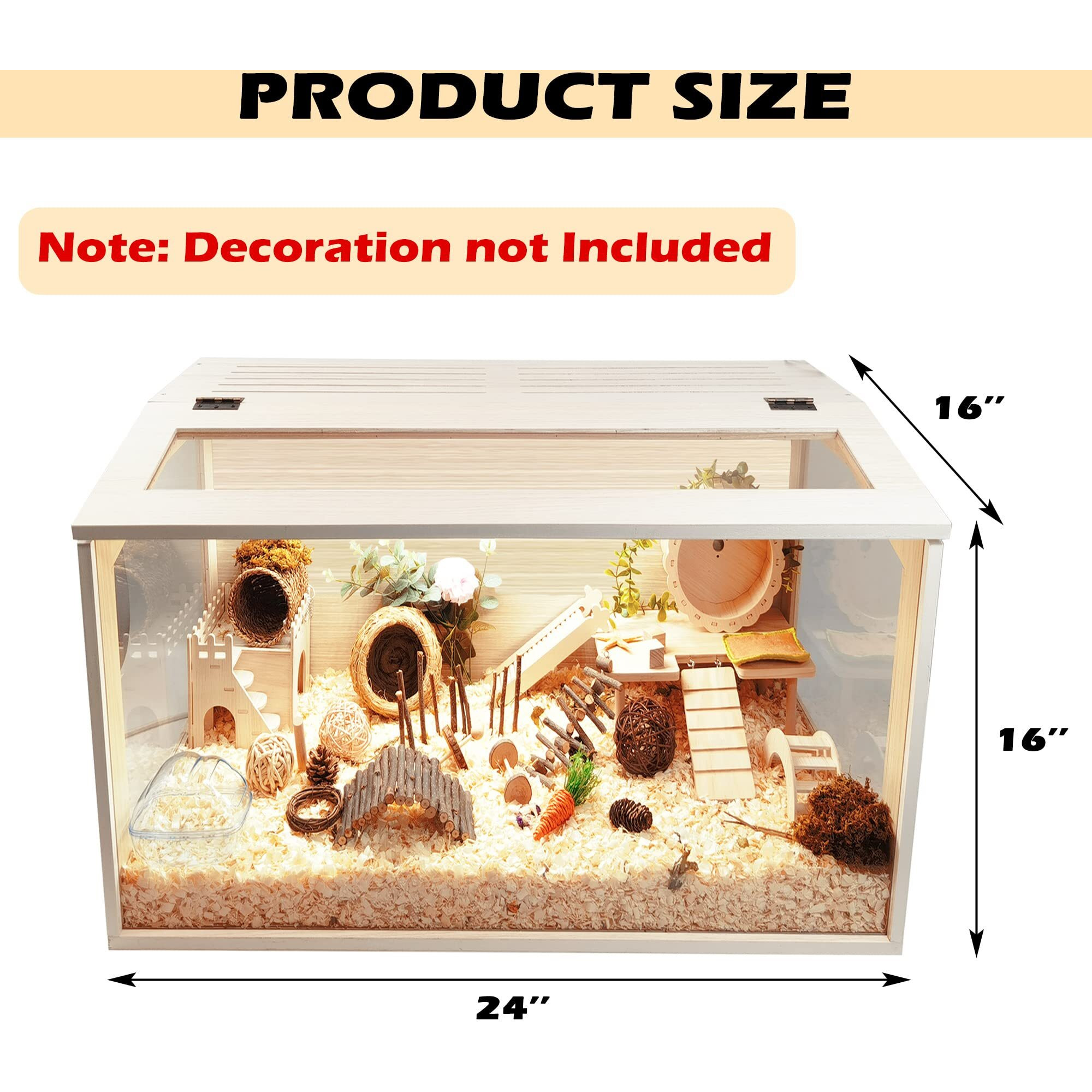 Prolee Hamster Cage Chewproof Wooden 24 Inch Guinea Pig Cages Mice And Rat Habitat Openable Top With Acrylic Sheets Solid Built