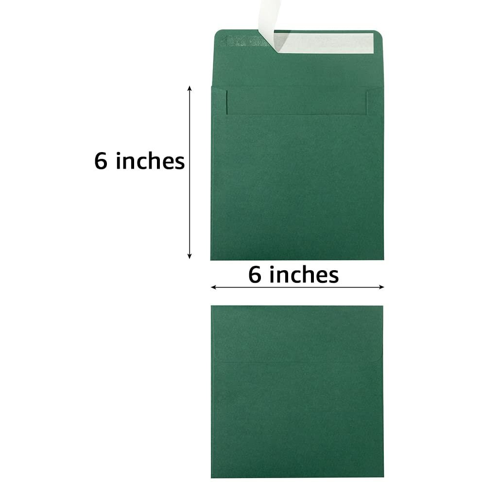 50 Pack Colorful 6 X 6 Envelopes Square Envelopes Self Seal For Wedding  Party Invitations  Greeting Cards  Announcements  Photos  Cd/Dvd Sleeves (Dark Green)