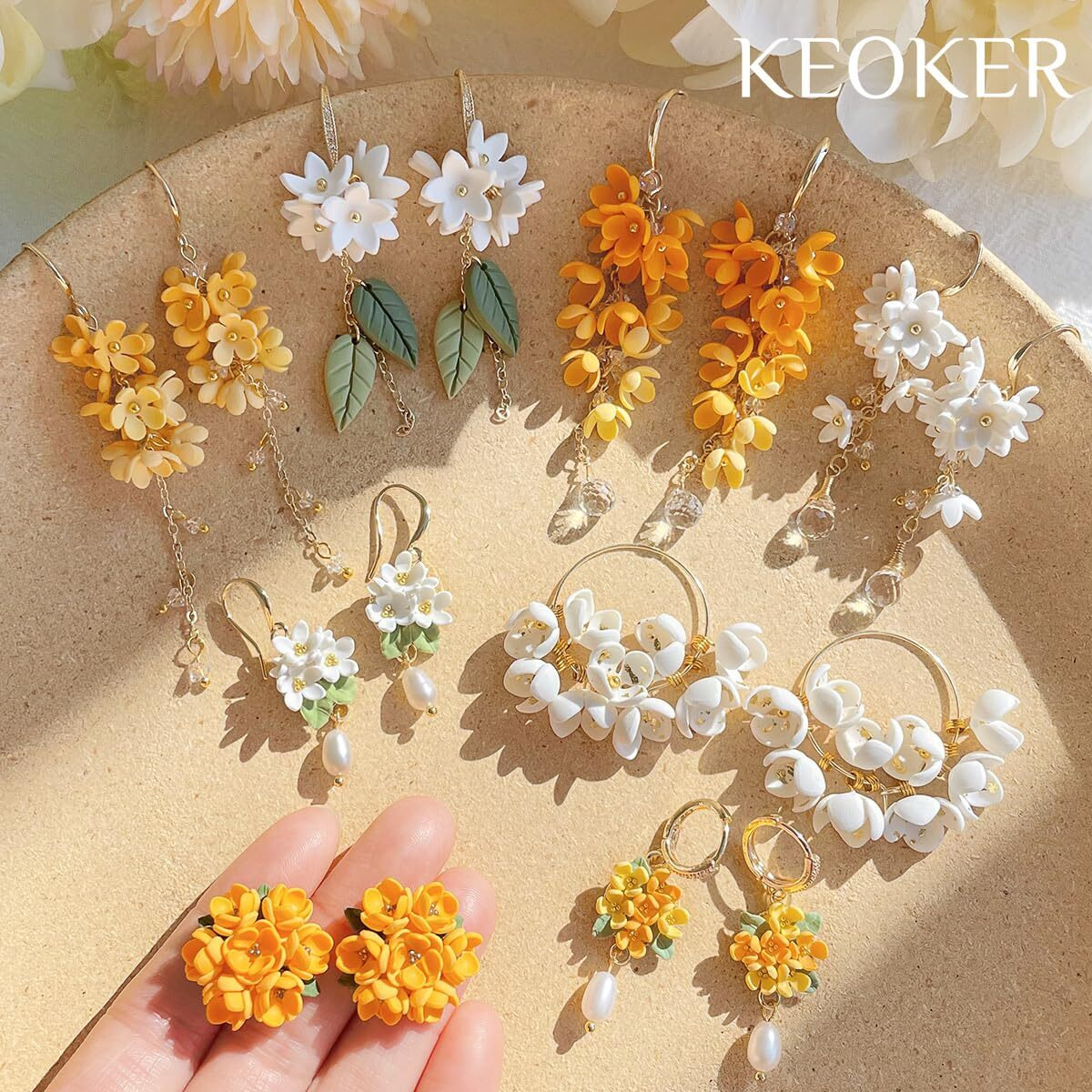 Keoker Spring Clay Cutters  Spring Polymer Clay Cutters Flowers  Small Flower Clay Cutter  12 Shapes Polymer Clay Cutters For Earrings  Polymer Clay Tools  Polymer Clay Earring Making Kit