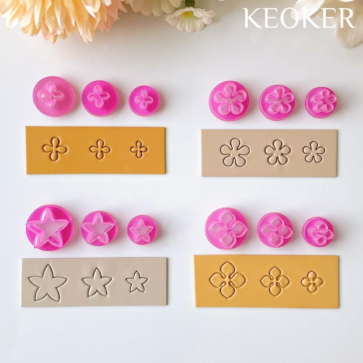 Keoker Spring Clay Cutters  Spring Polymer Clay Cutters Flowers  Small Flower Clay Cutter  12 Shapes Polymer Clay Cutters For Earrings  Polymer Clay Tools  Polymer Clay Earring Making Kit