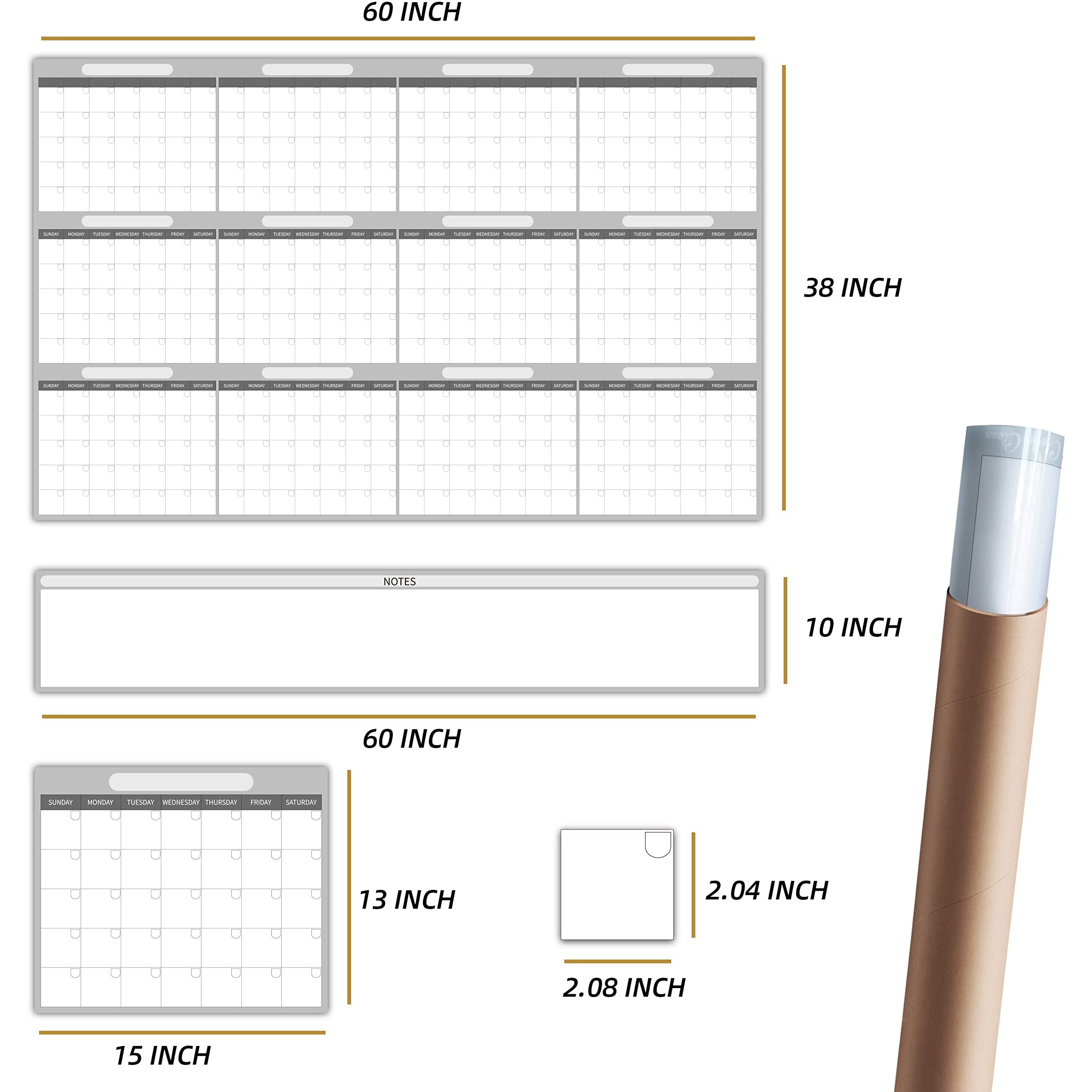 Large Dry Erase Wall Calendar - 48"&quotX60"" 2025 Undated Yearly Planner For Home  Office  School Projects - Jumbo Erasable Laminated Task Organizer