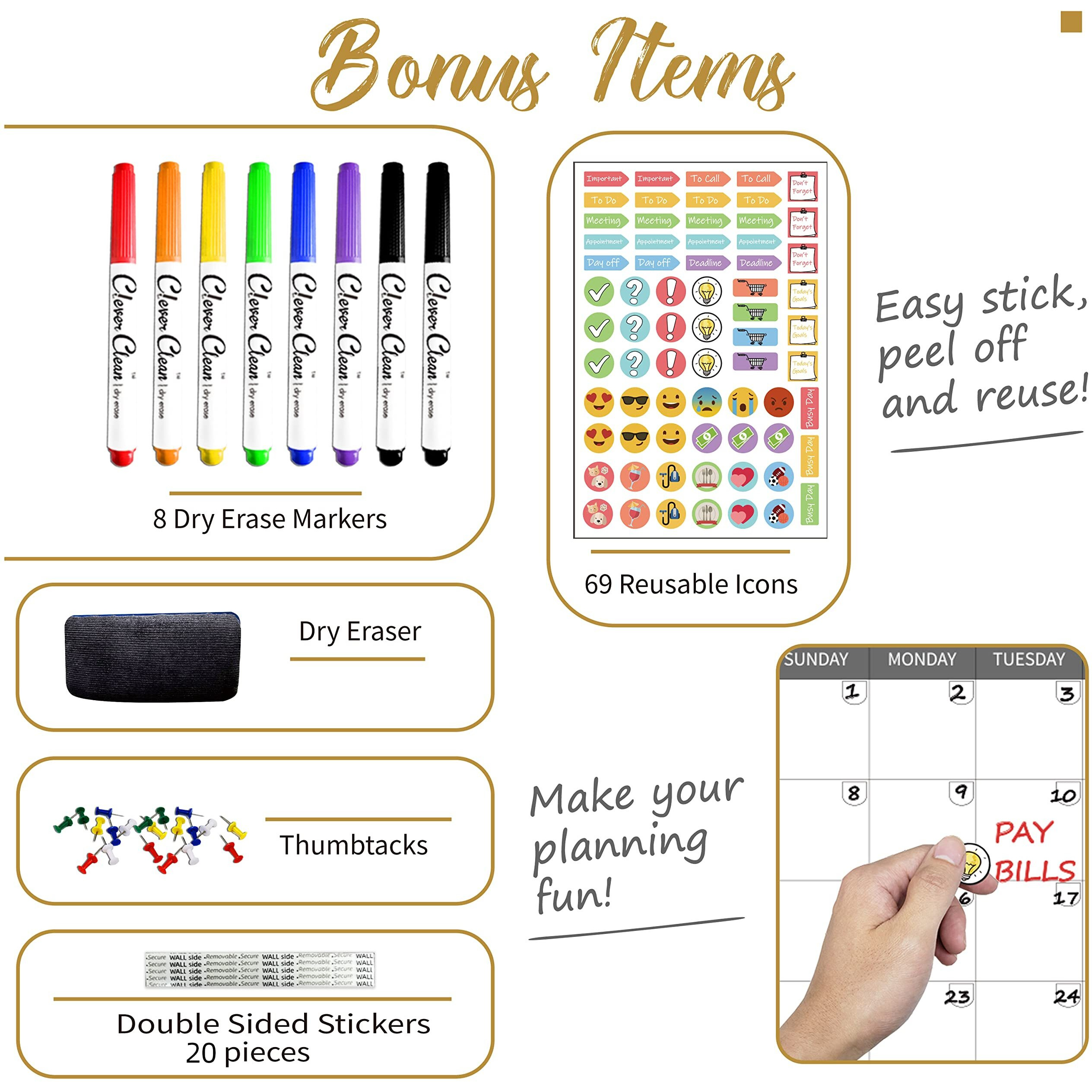Large Dry Erase Wall Calendar - 48"&quotX60"" 2025 Undated Yearly Planner For Home  Office  School Projects - Jumbo Erasable Laminated Task Organizer