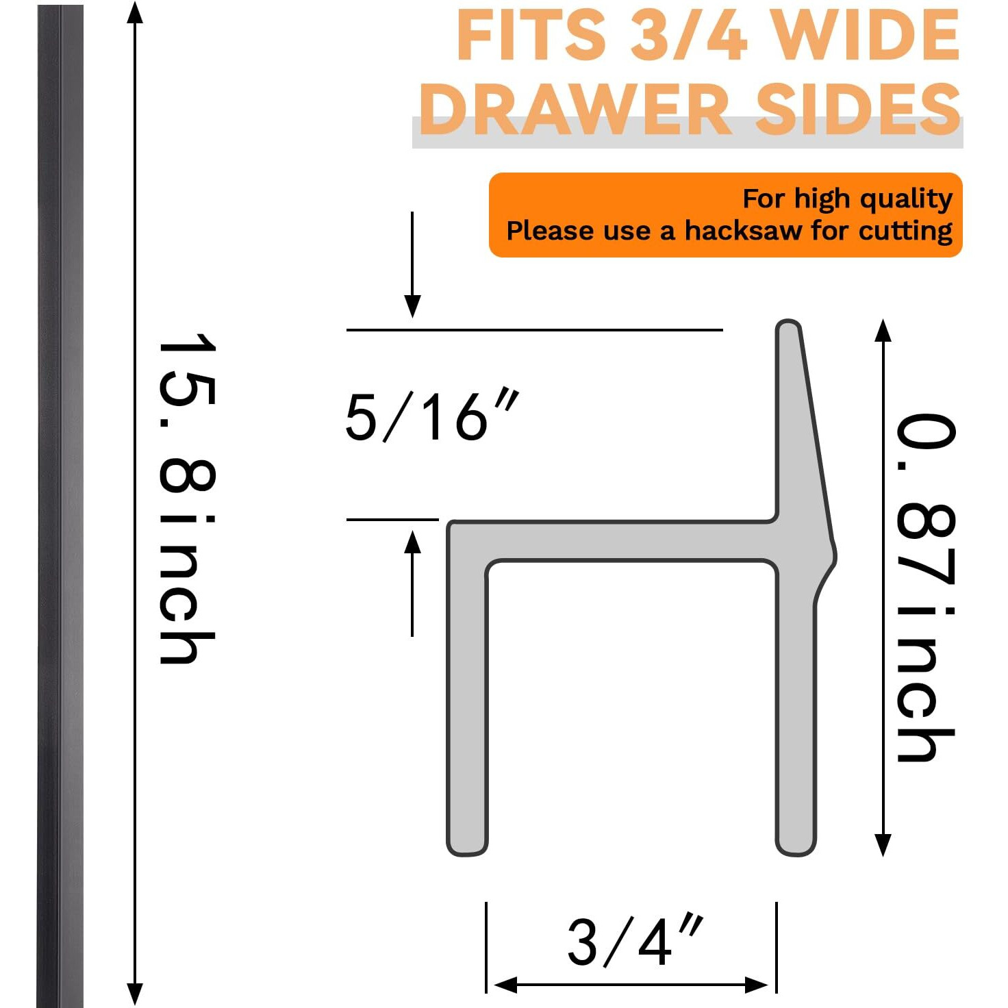 2 Pieces Pvc Drawer Hanging File Rails Black Cabinet Rails For Hanging 1/2 Drawer Sides Letter Size File Storage Folder Organizer(For 3/4 Inch-Wide  16 Inch)