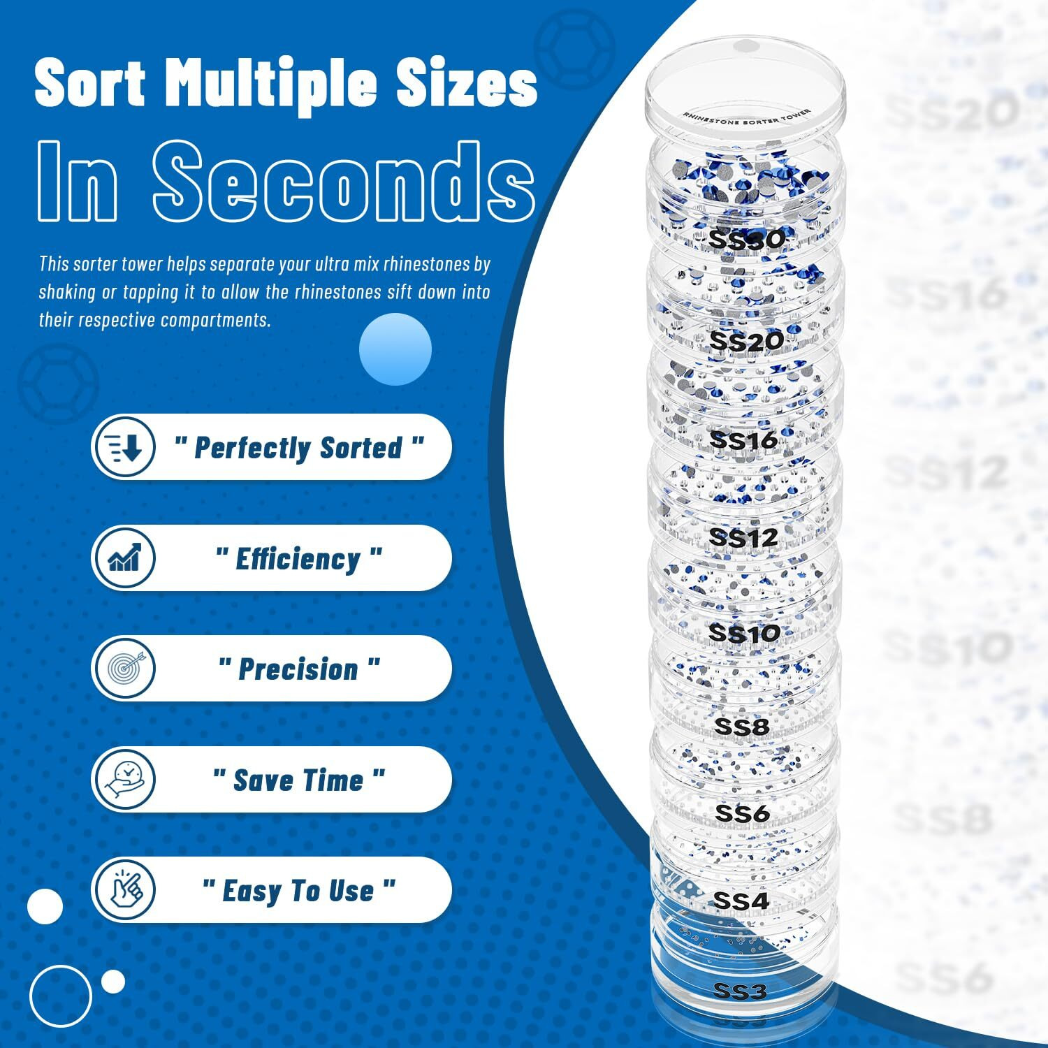 Cupoita Rhinestone Sorter Tower  Rhinestone Sorter By Size For Crafts  Stackable Rhinestone Sorter Shaker Tower By Size  A Sorting System For Separating Rhinestones By Size From Ss3 To Ss30