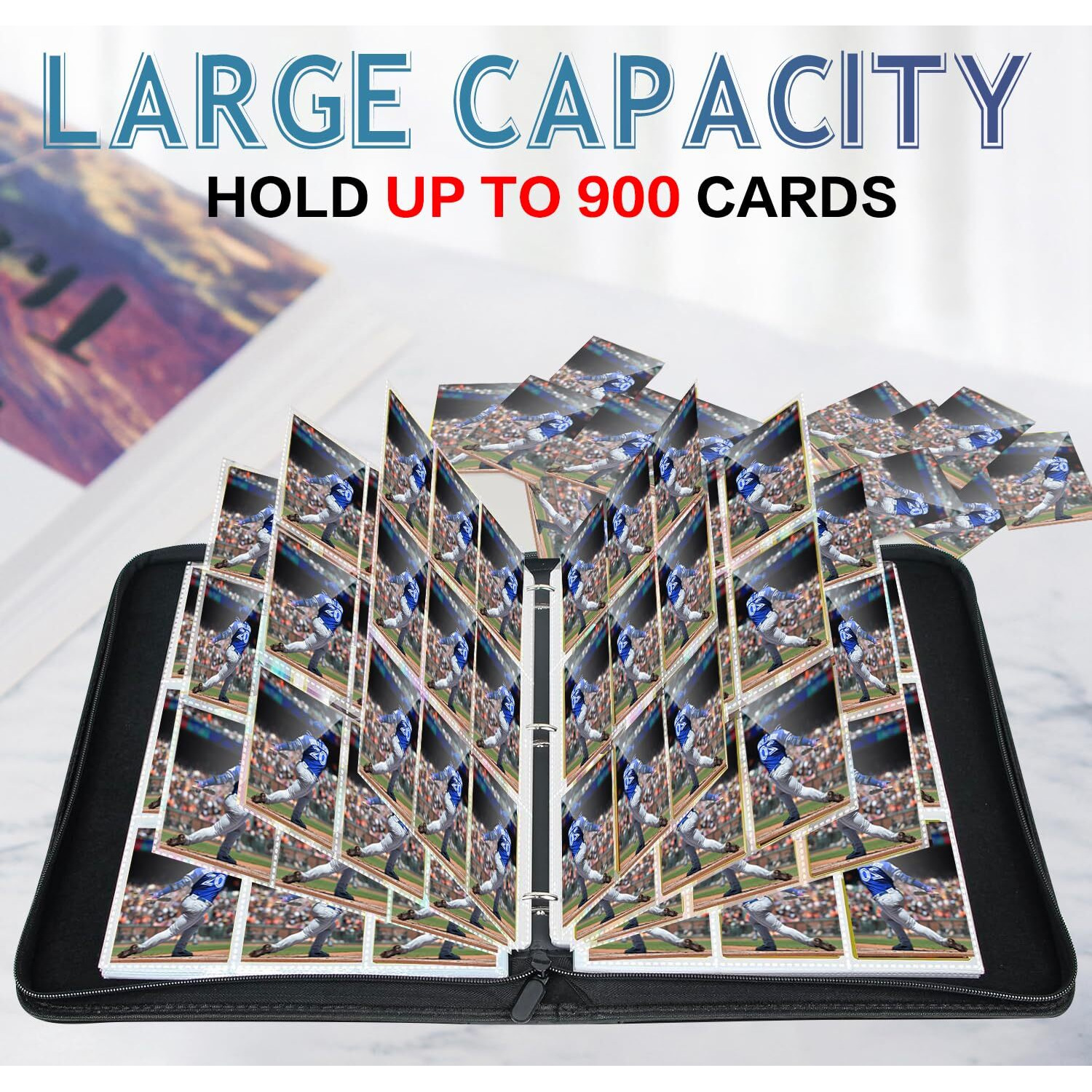900 Pockets Trading Card Binder  Football Card Binder Album  Rugby Card Collector Album  Pu Leather Card Collector Folder For Mtg  Game Cards  Sports Cards (Basketball)