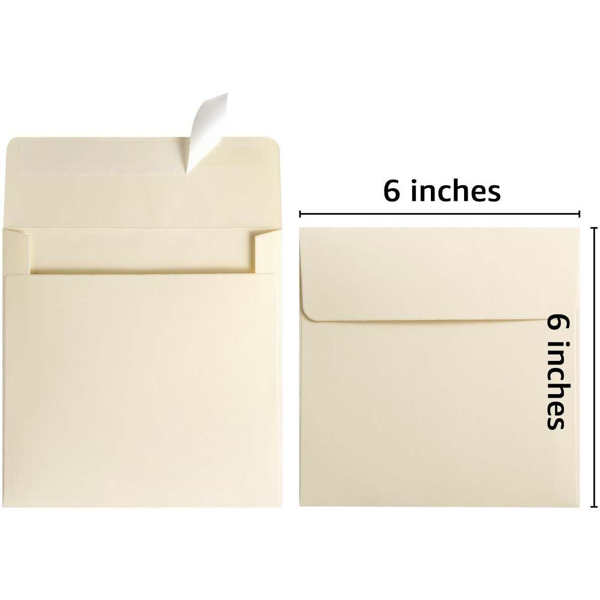 50 Pack Colorful 6 X 6 Envelopes Square Envelopes Self Seal For Wedding  Party Invitations  Greeting Cards  Announcements  Photos  Cd/Dvd Sleeves (Cream)