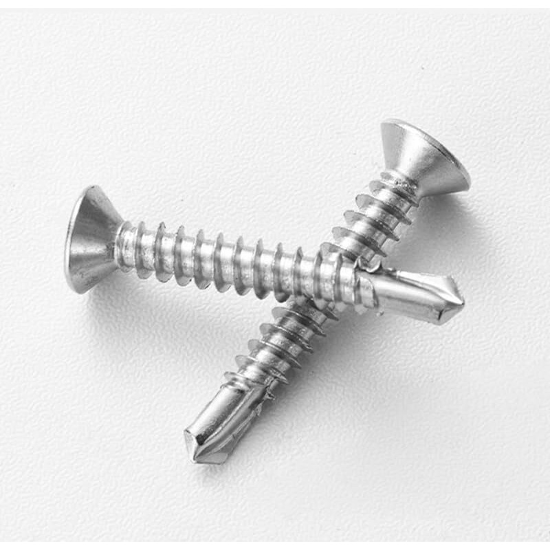 10 X 2-1/2"" (50 Pack) Flat Head Sheet Metal Screws Self-Tapping Screw Phillips Head Self Drilling Screws  410 Stainless Steel
