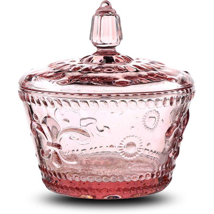 Massjoy European Retro Nostalgic Three-Dimensional Relief Color Glass Jar Candy Jar Seasoning Jar With Lid