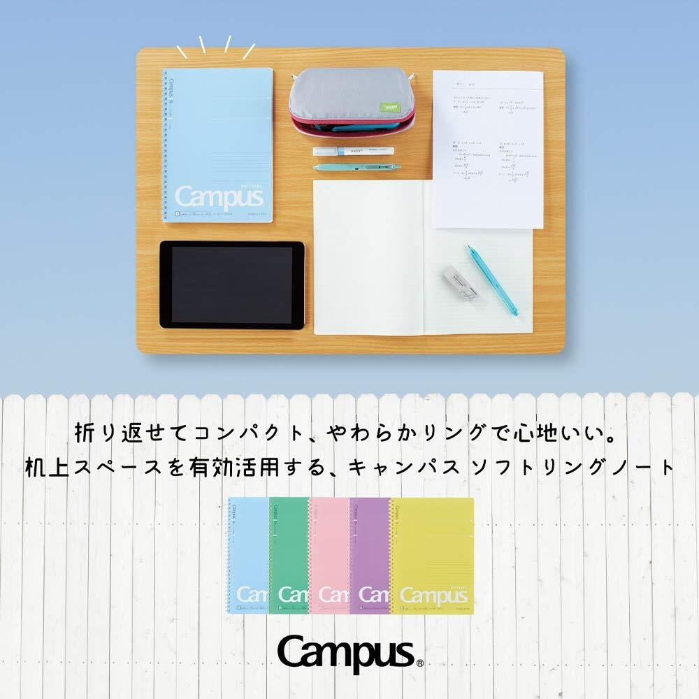 Kokuyo Campus Soft Ring Notebook  Semi-B5  B 6Mm Dot Ruled  34 Lines  40 Sheets  Blue  Set Of 2  Japan Import (Su-S111Bt-B)