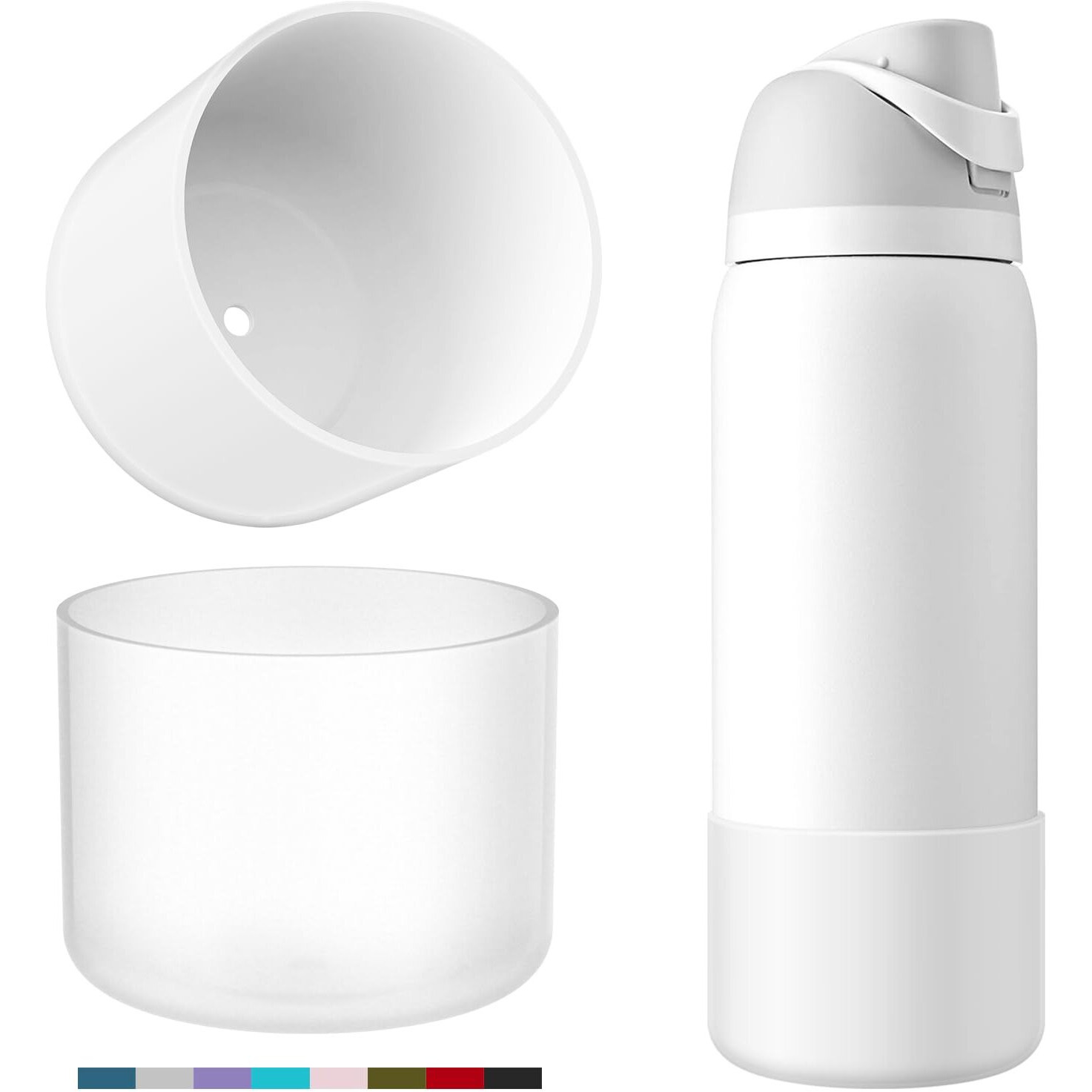 Silicone Boot For Owala Water Bottle 32 Oz  2Pcs Anti-Slip Protective Sleeve For Freesip/Twist/Flip Water Bottles  Bpa Free  Dishwasher Safe  Bottom Bumper Cover Cup Accessories