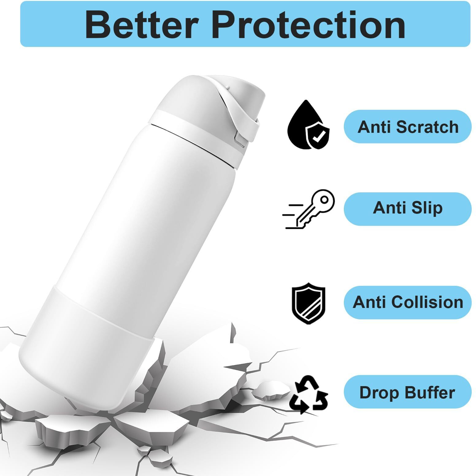 Silicone Boot For Owala Water Bottle 32 Oz  2Pcs Anti-Slip Protective Sleeve For Freesip/Twist/Flip Water Bottles  Bpa Free  Dishwasher Safe  Bottom Bumper Cover Cup Accessories