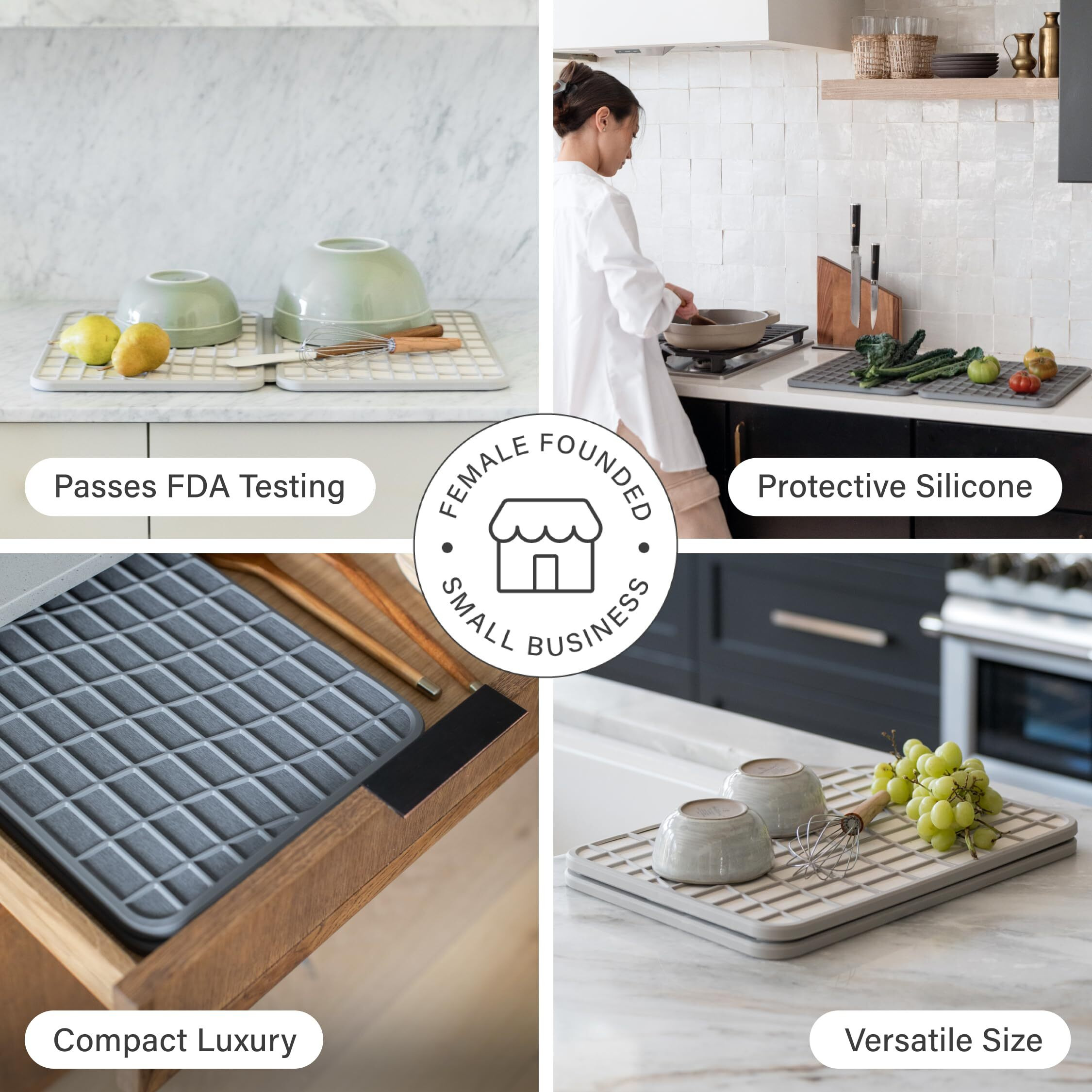 Dorai Home Large Dish Pad - 40% More Drying Space  Eco-Friendly Quick-Drying Stone Mat For Kitchen  24.6"" X 16.5""  Sandstone