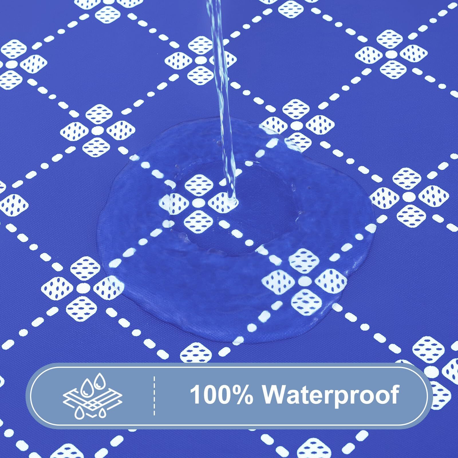 Misaya Rectangle Vinyl Table Cloth  Elastic Fitted Tablecloth With Flannel Backing  Waterproof Plastic Table Cover Fits 5 Foot Folding Tables For Camping  Indoor And Outdoor (Blue  30"" X 60"")