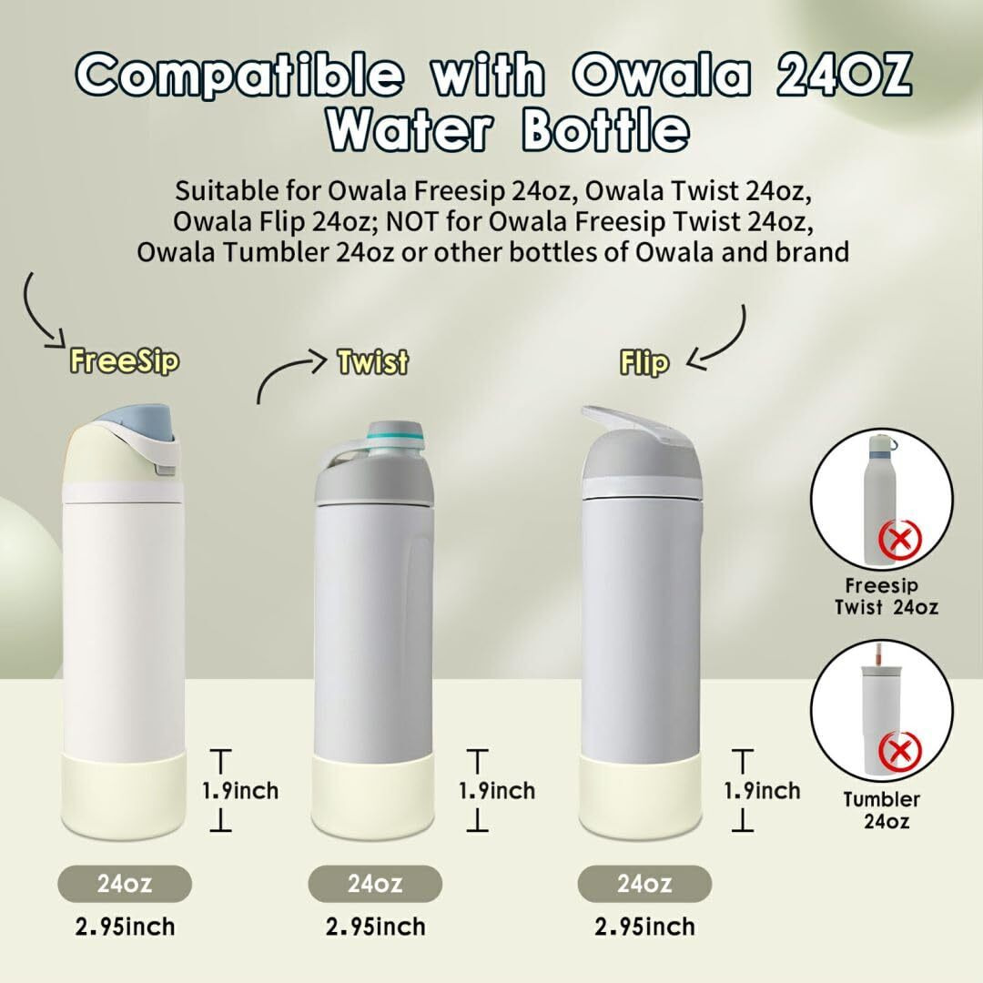 Bkby 2Pcs Silicone Water Bottle Boot  Compatible With Owala 24Oz 32Oz 40Oz  Protective Anti-Scratch & Anti-Dent No Noise Sleeve Cover For Freesip/Twist/Flip Stainless Steel Water Bottles