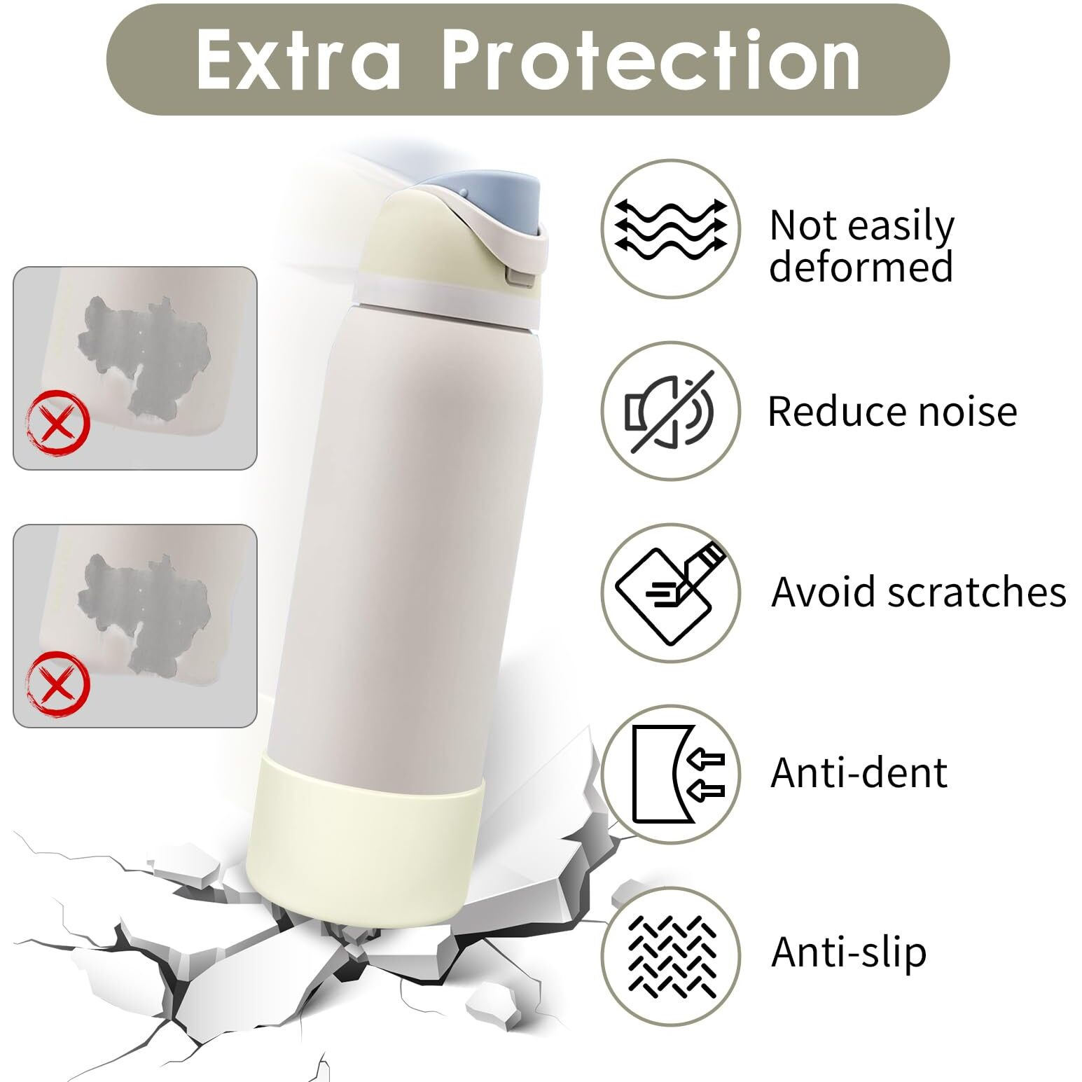 Bkby 2Pcs Silicone Water Bottle Boot  Compatible With Owala 24Oz 32Oz 40Oz  Protective Anti-Scratch & Anti-Dent No Noise Sleeve Cover For Freesip/Twist/Flip Stainless Steel Water Bottles