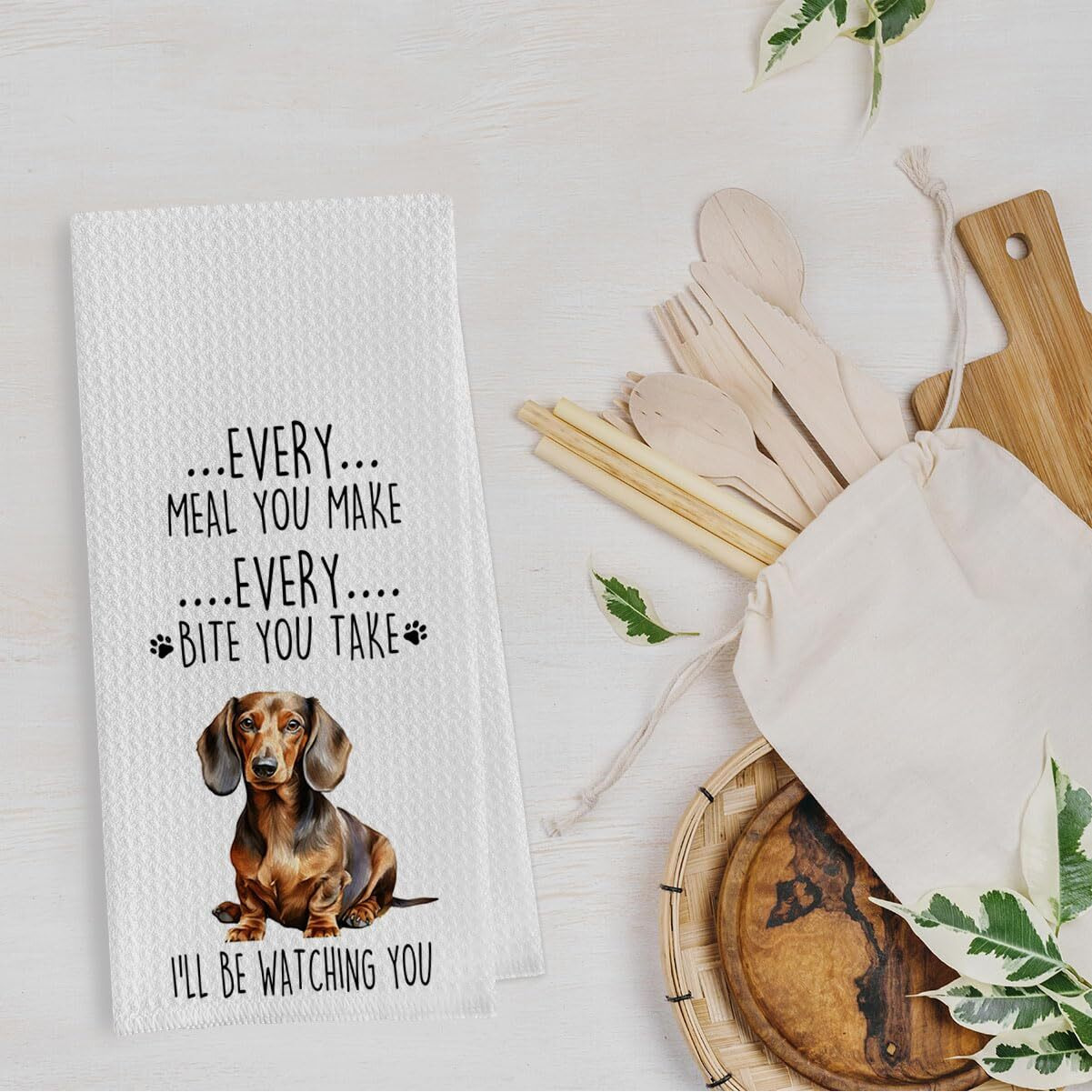 Geqtt Funny Dachshund Dish Towels Set - Dachshund Gifts Waffle Weave Kitchen Towels  Dachshund Decorative Hand Tea Towels For Bathroom Kitchen  Weiner Dog Gifts For Women (1624 Inches Set Of 2)