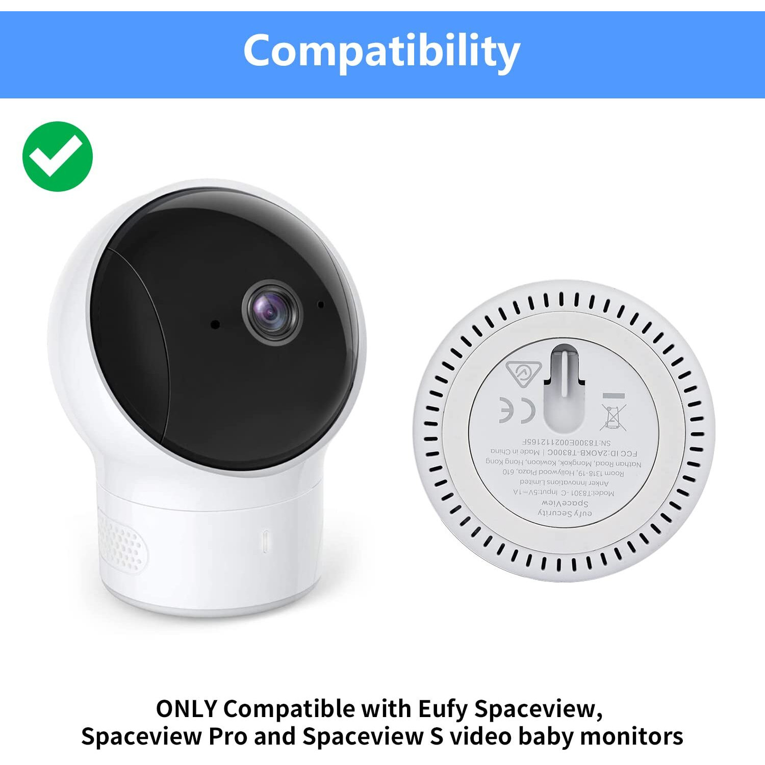 Adjustable Baby Monitor Wall Mount For Eufy Spaceview  Spaceview Pro And Spaceview S Baby Monitor  Perfect View Angle And Easy Installation Without Drilling