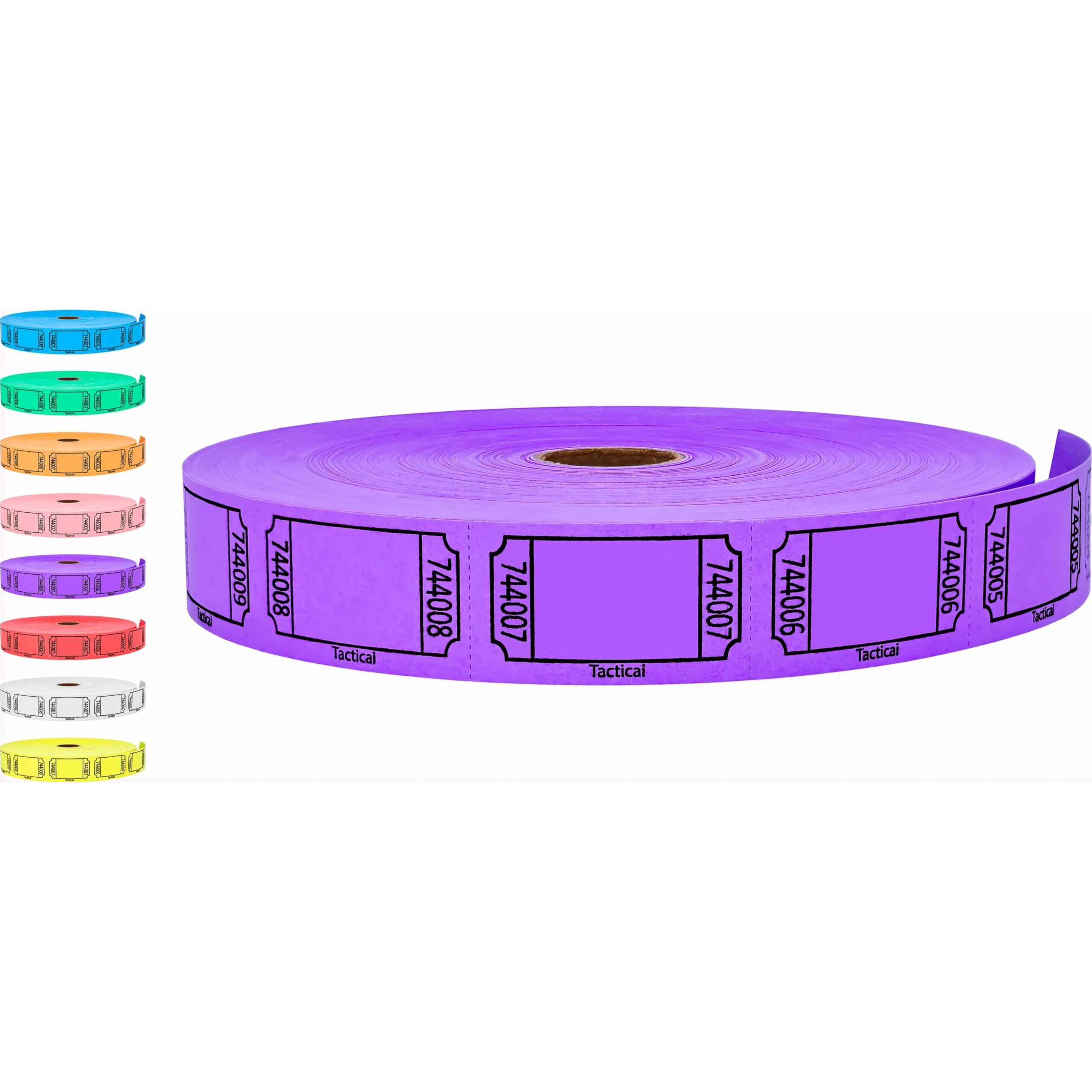 Tacticai 2000 Raffle Tickets  Blank  Purple (8 Color Selection)  Single Roll  Ticket For Events  Entry  Class Reward  Fundraiser & Prizes