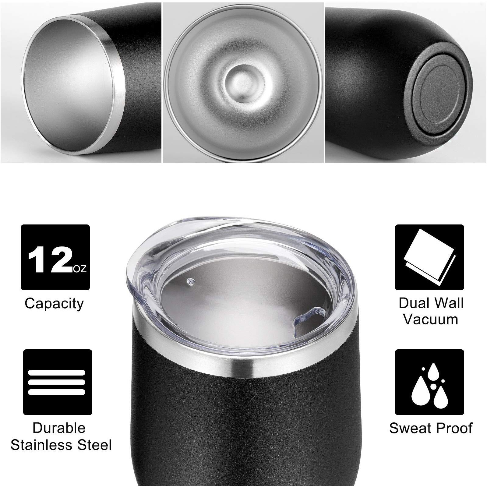Vegond Wine Tumblers Bulk 12 Pack  12Oz Stainless Steel Stemless Wine Glass With Lids And Straws  Double Wall Vacuum Insulated Tumbler Cup  Coffee Mug For Cold Hot Drinks