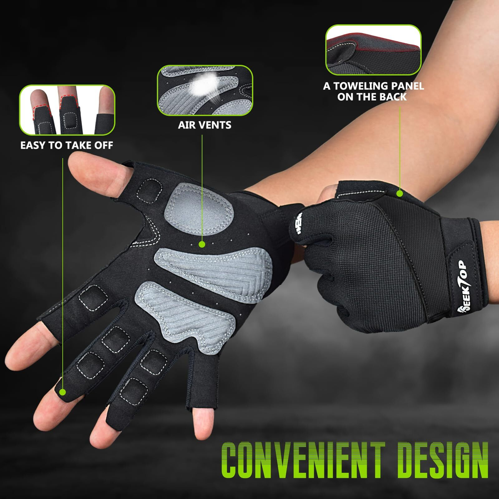 Seektop Workout Gloves For Men And Women  Weight Lifting Gloves With Full Protection  Excellent Grip  Gym  Breathable Exercise Gloves For Weightlifting  Fitness  Training