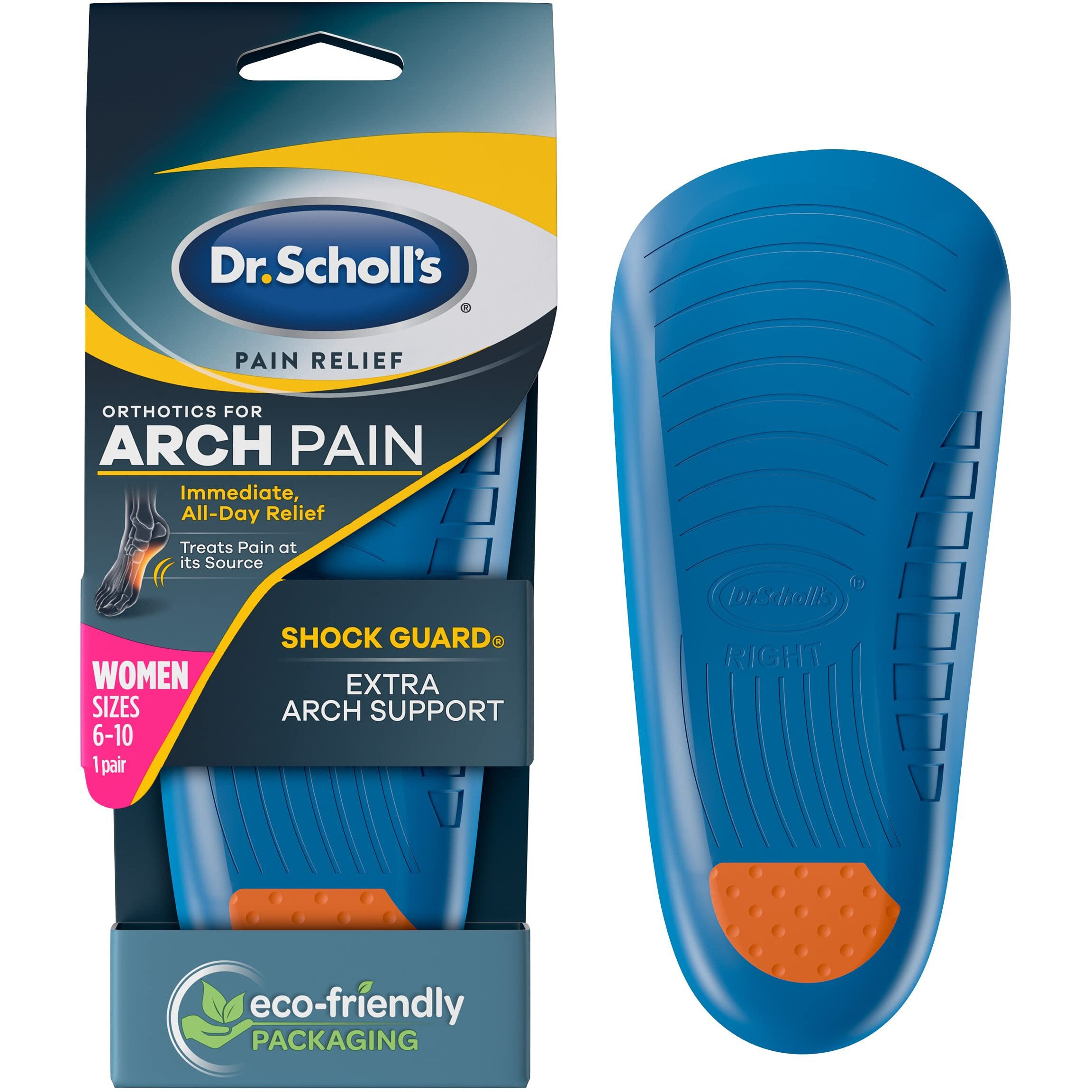 Dr. Scholl 's Arch Pain Relief Orthotics  Insoles For Women (6-10)  1 Pair Shoe Inserts