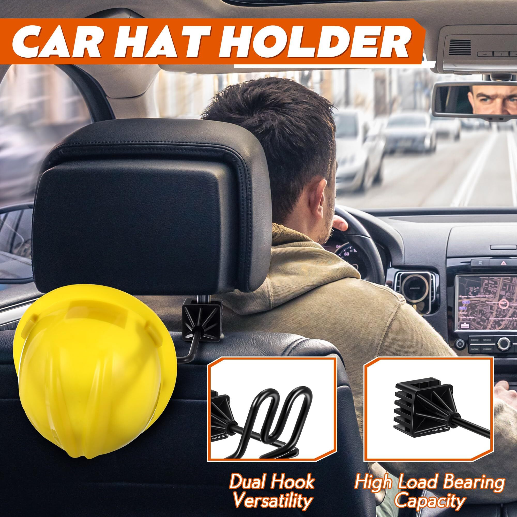 Feekoon 1 Pcs Hard Hat Holder For Truck Car Seat  Car Hat Holder For Truck Suv Car  Caps Clothes Cowboy Hat Holder Car Accessories For Truck Seat To Keep Hat Shape