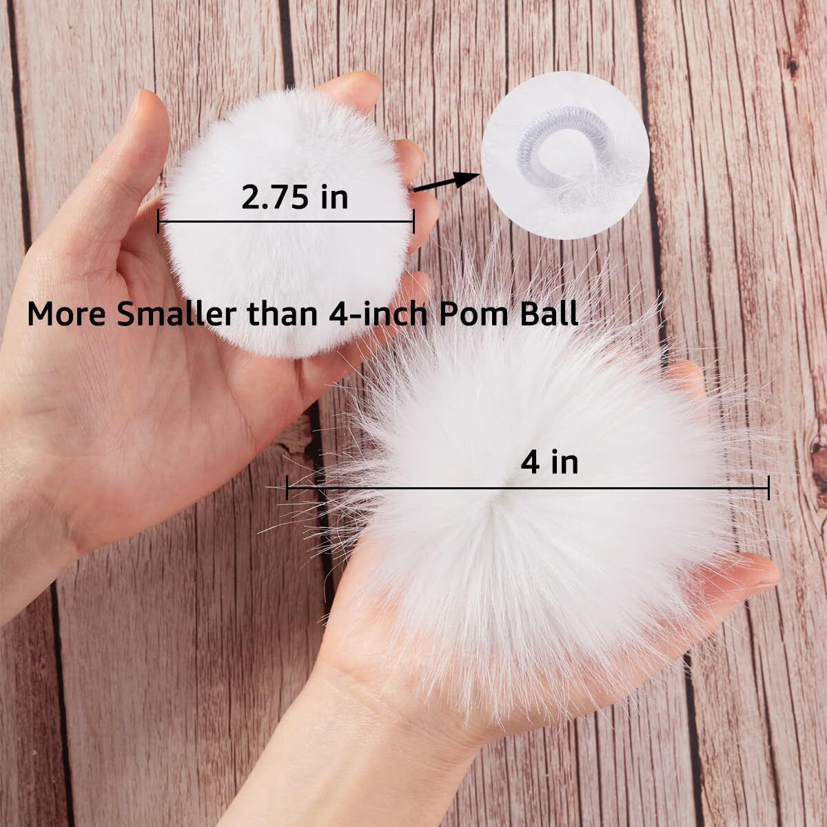 12 Pcs Small Faux Fur Pom Pom Balls 2.75 In Fur Fluffy Pompom Ball With Elastic Loop For Hats  Shoes  Scarves  Gloves  Bags  Key Chain Charms Accessories  2 3/4 Inches (White)